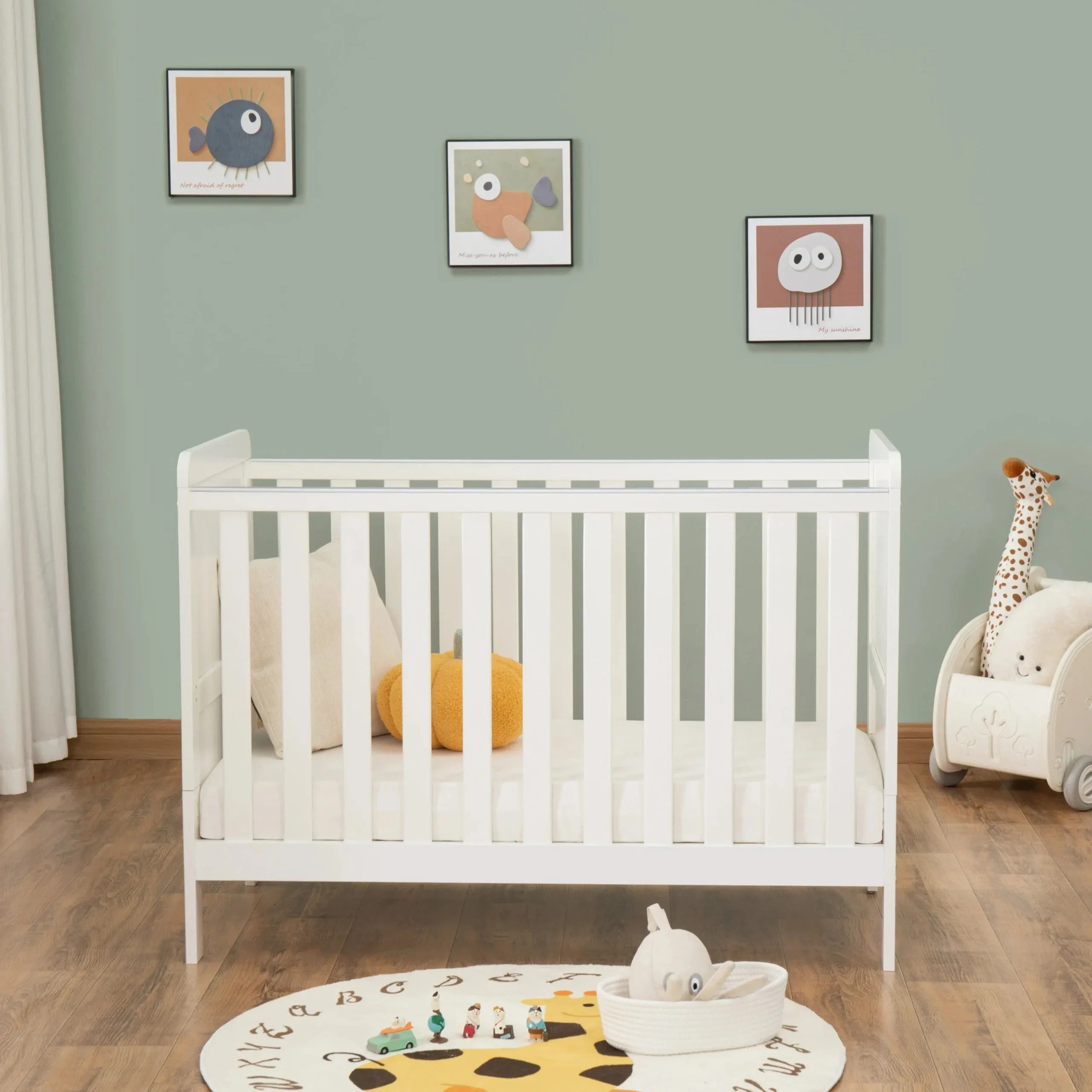 Babymore Caro Urban Mini Cot Bed - White - Image 3