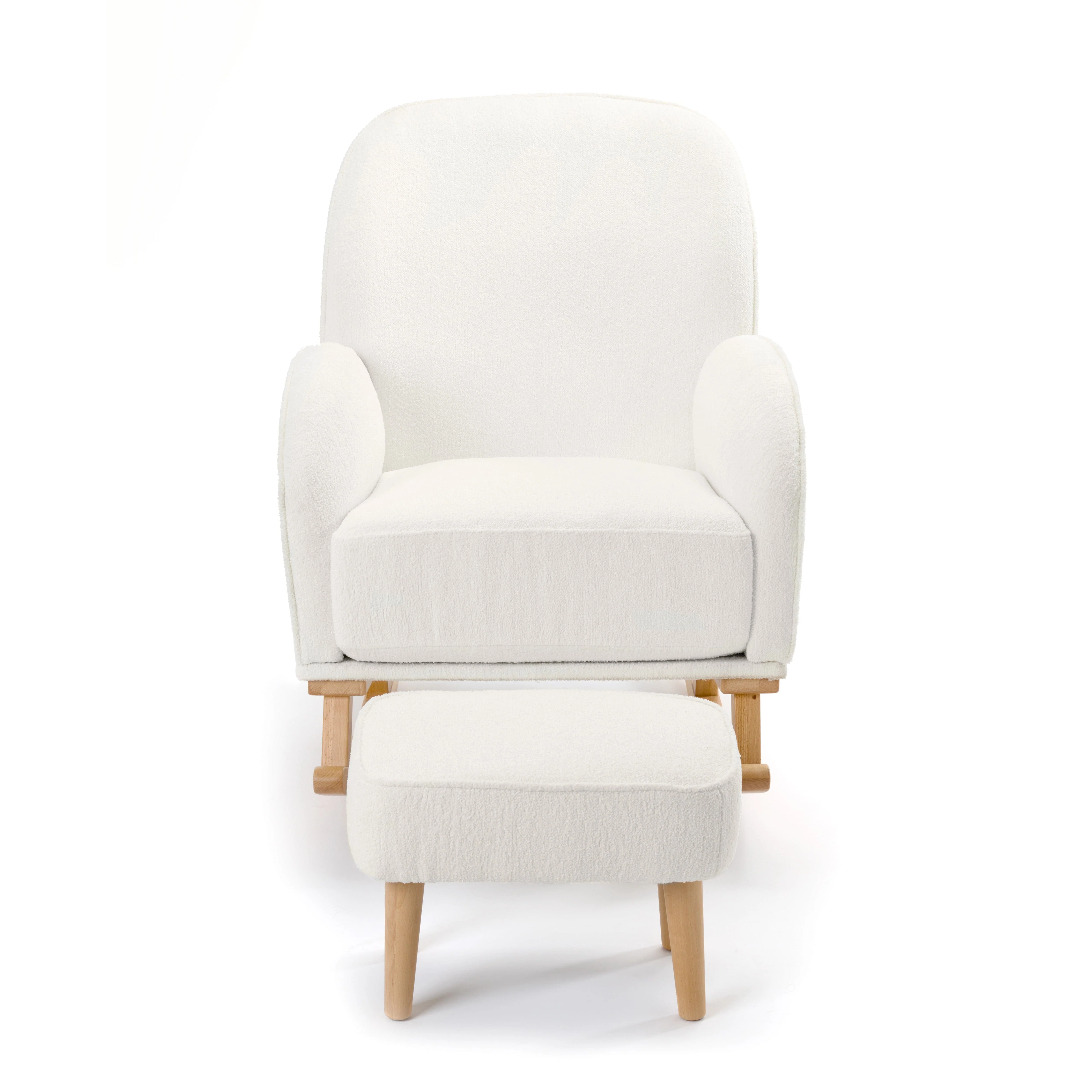 Babymore Freya Nursing Chair with Stool - Off White Bouclé - Image 3