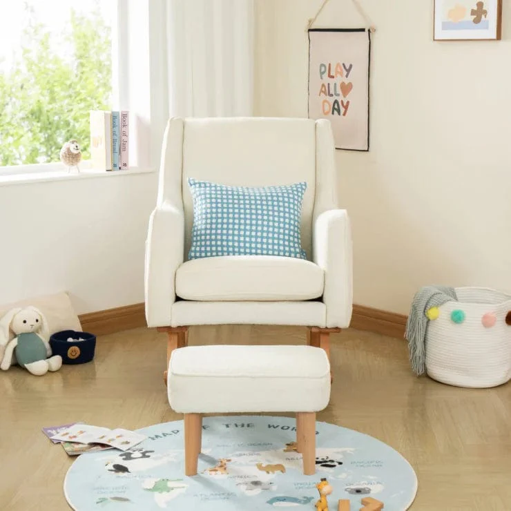 Babymore Ida Nursing Chair with Stool - Bouclé - Image 4
