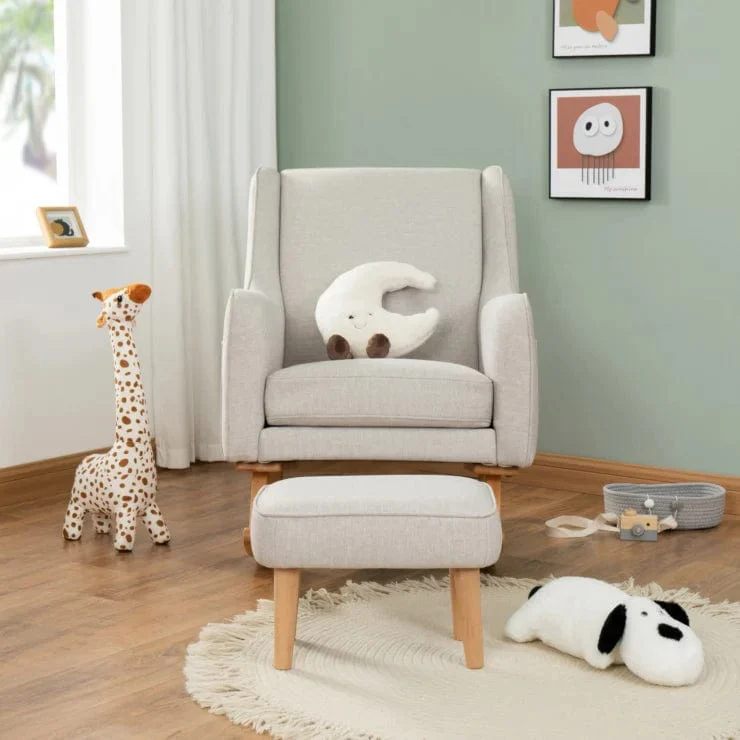 Babymore Ida Nursing Chair with Stool - Cashmere - Image 4
