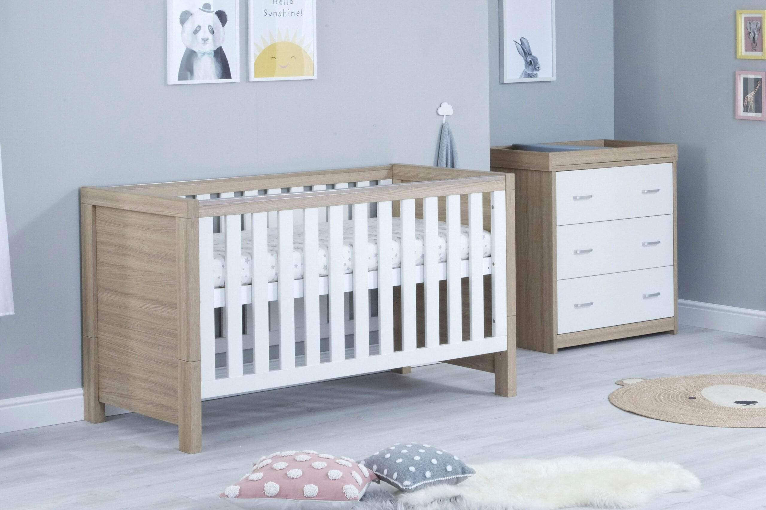 Babymore Luno 2 Piece Furniture Set - White Oak - Image 5
