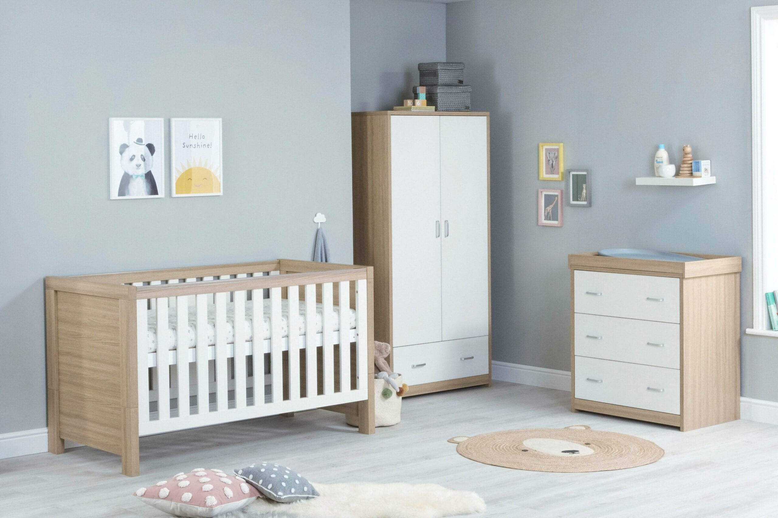 Babymore Luno 3 Piece Furniture Set - White Oak - Image 3