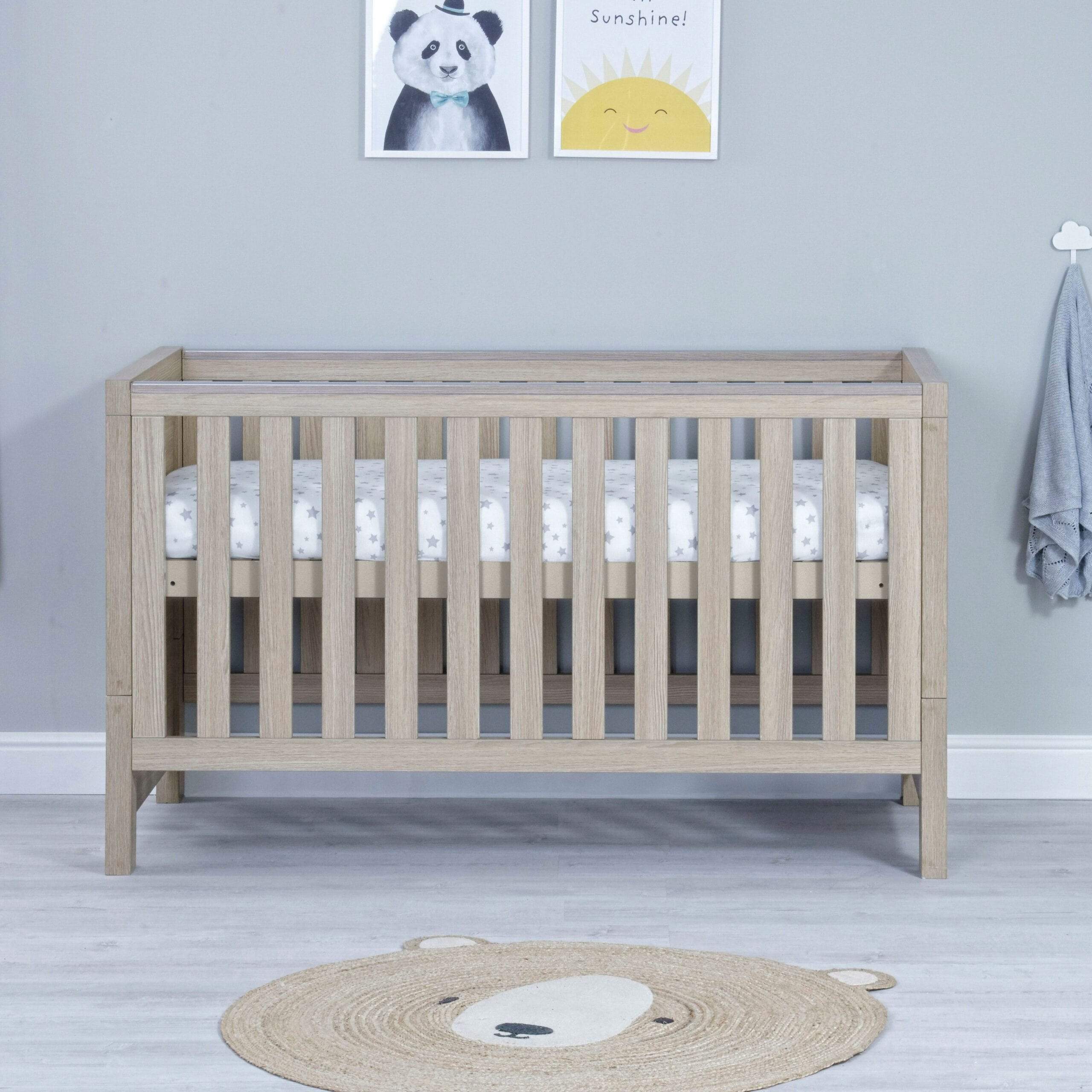 Babymore Luno Cot Bed - Oak - Image 3