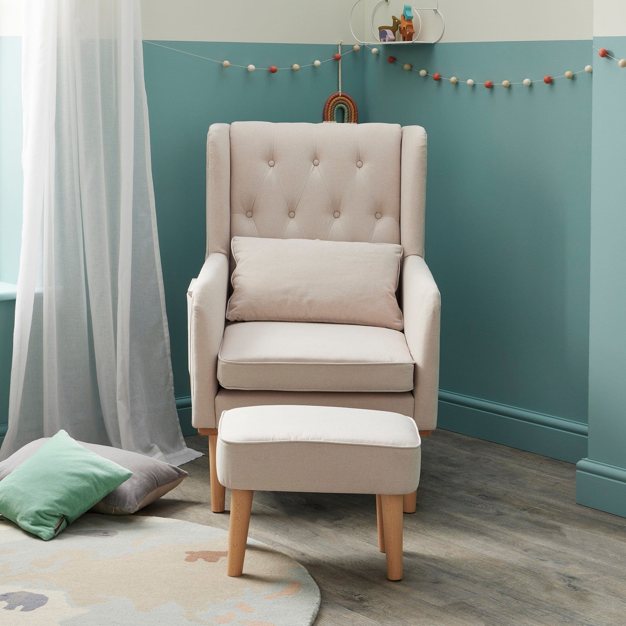 Babymore Lux Nursing Chair with Stool - Cream - Image 6