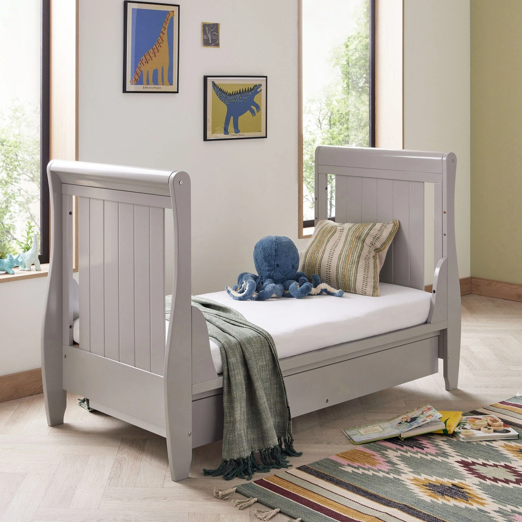 Babymore Stella Drop Side Cot Bed - Grey - Image 4