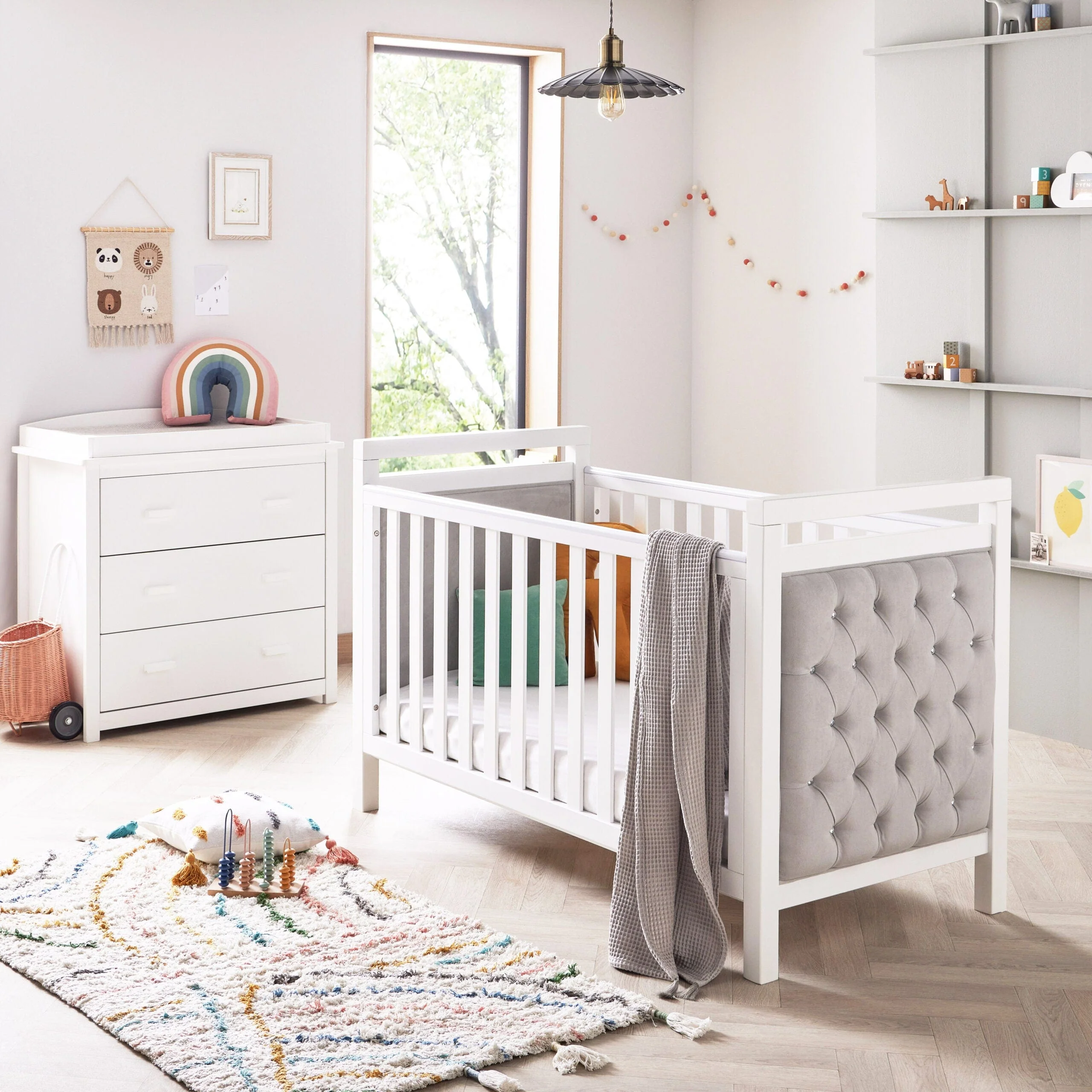 Babymore Velvet Deluxe 2 Piece Room Set - White - Image 2