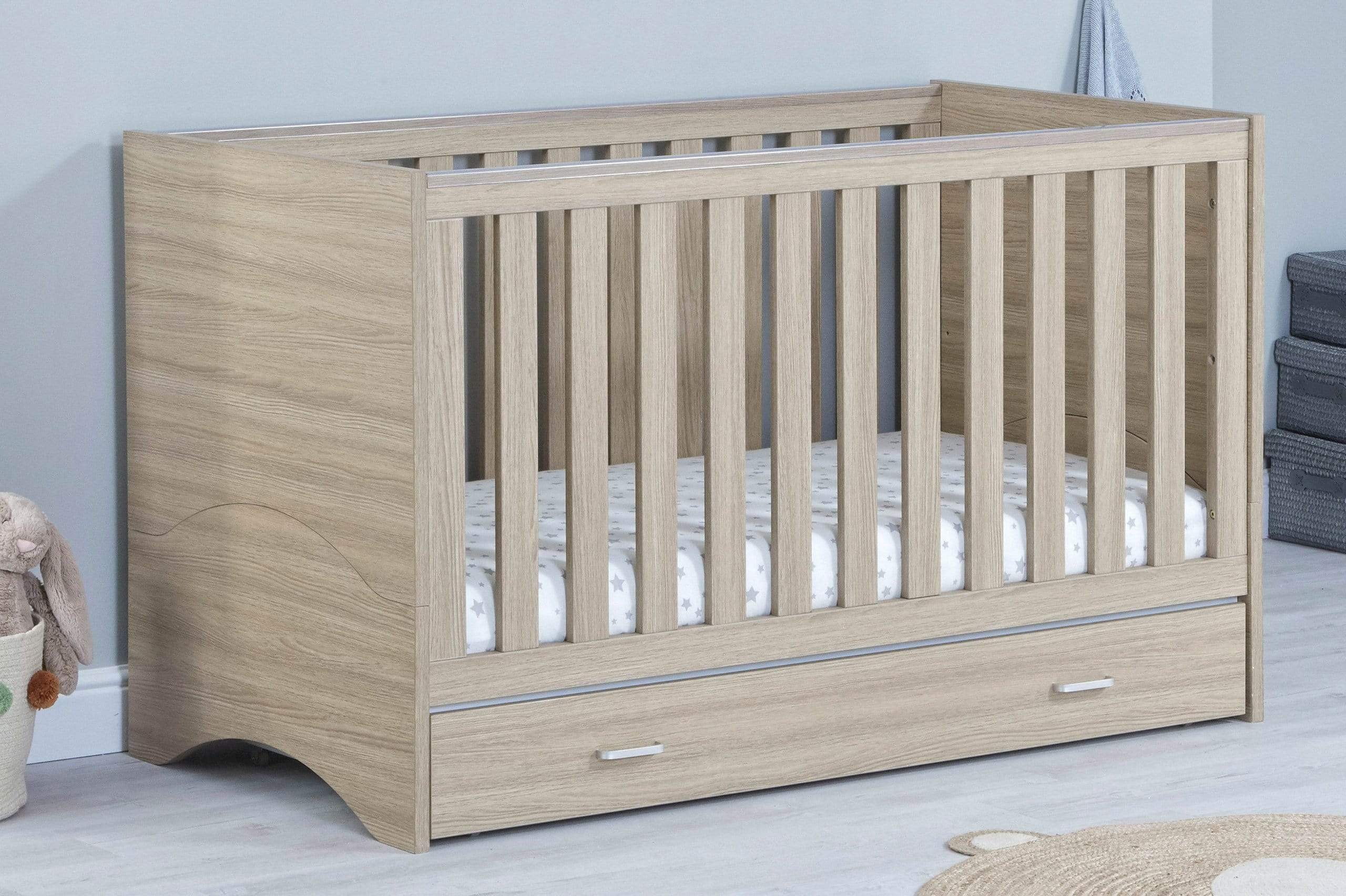 Babymore Veni 2 Piece Furniture Set with Drawer - Oak - Image 4