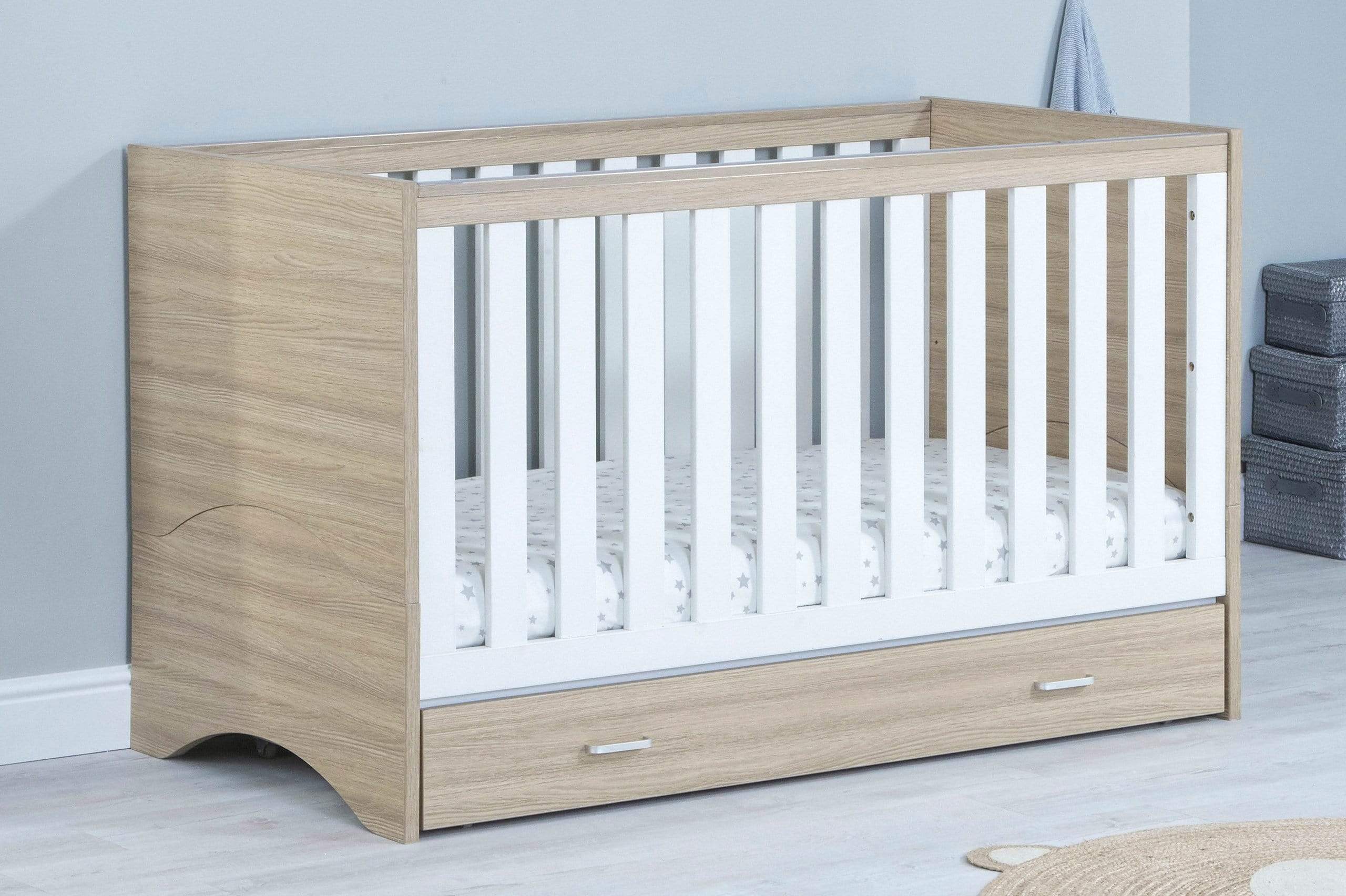 Babymore Veni 2 Piece Furniture Set with Drawer - White Oak - Image 4