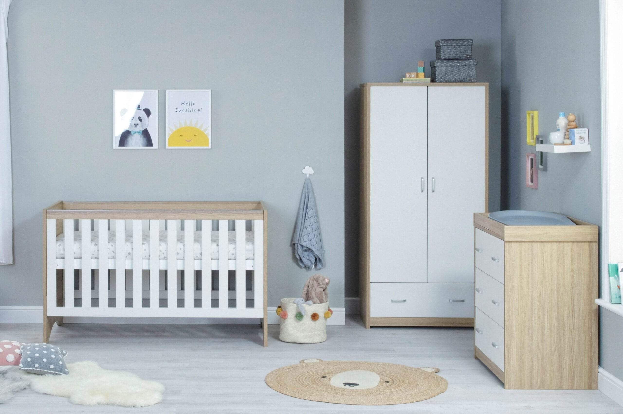 Babymore Veni 3 Piece Furniture Set - White Oak - Image 4