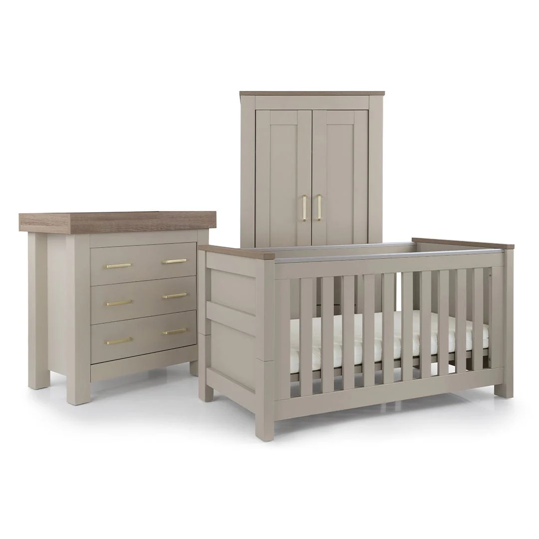 BabyStyle Bordeaux 3pc Furniture Set - Oatmeal Inc Free Spring Mattress
