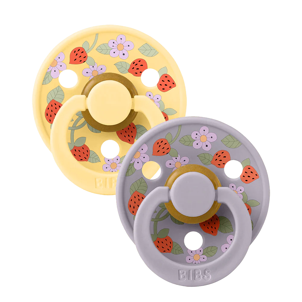 Bibs x Liberty Colour Strawberries & Cream Latex Pacifier (2 Pack, Size 1) - Pale Butter Mix