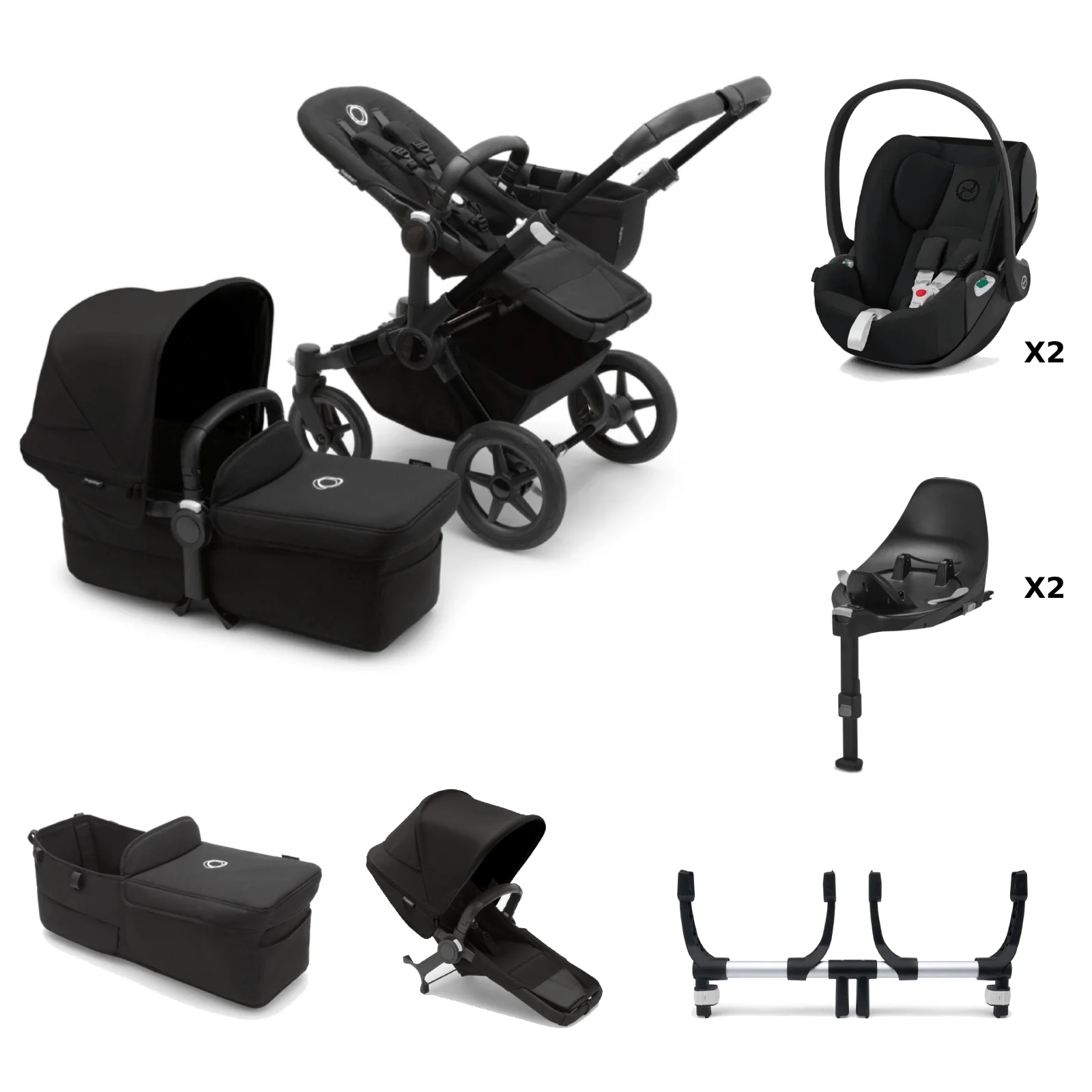 Bugaboo Donkey 5 Twin with Cloud T and Base T - Black