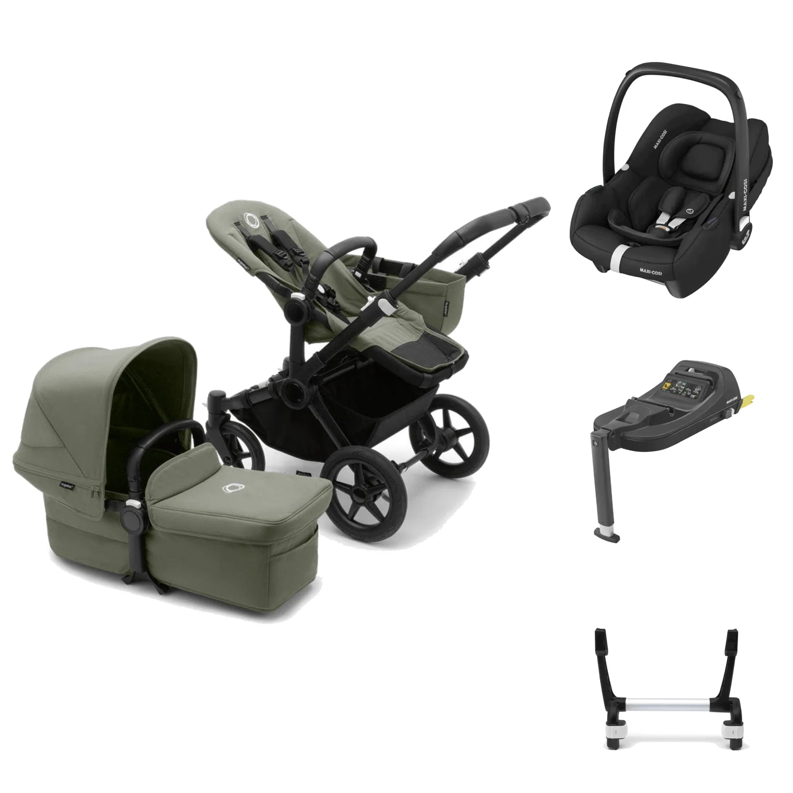 Bugaboo Donkey 5 with Cabriofix and Base - Black/Forest Green