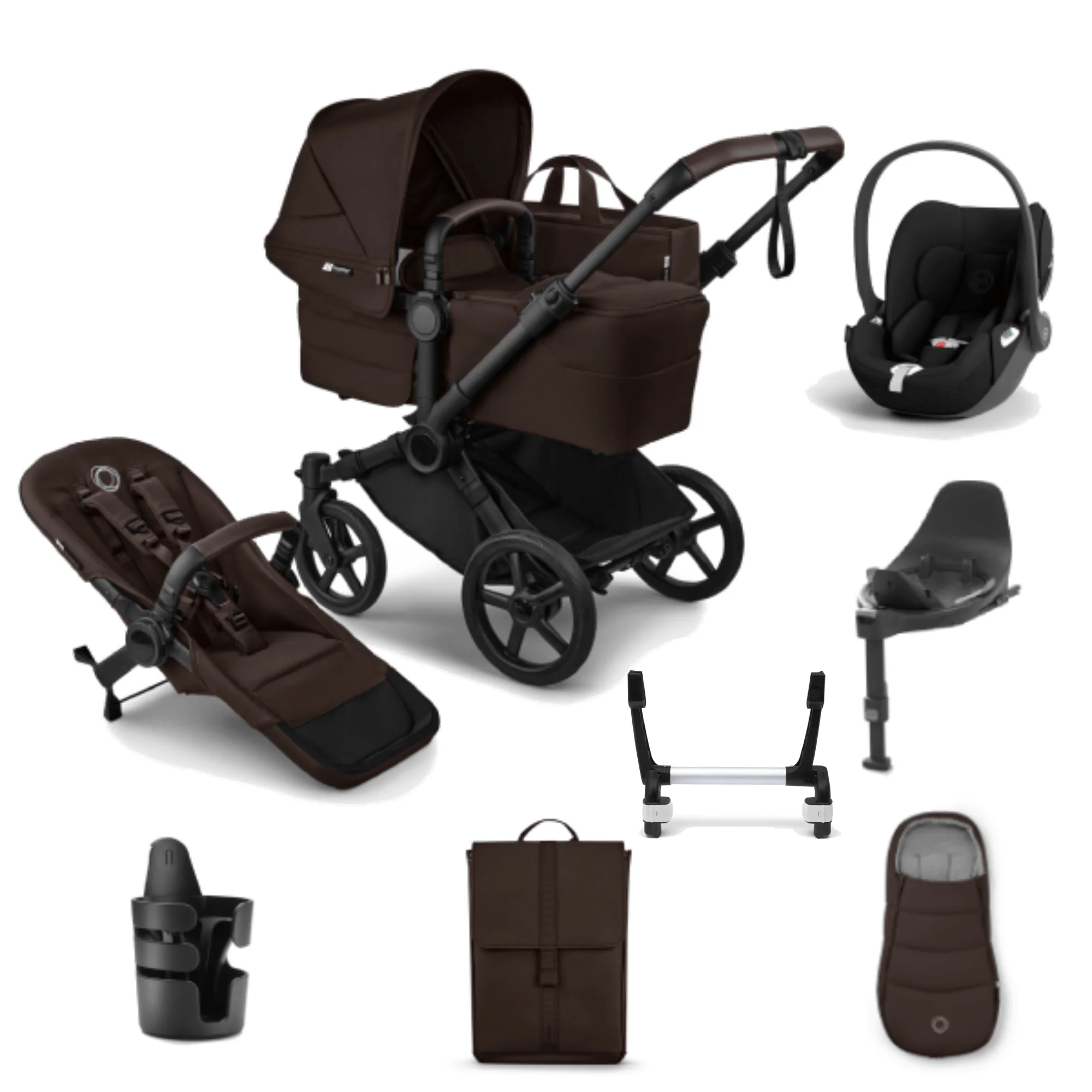 Bugaboo Donkey 6 Mono Ultimate (Cloud T) Travel System - Black/ Cocoa Brown/ Cocoa Brown