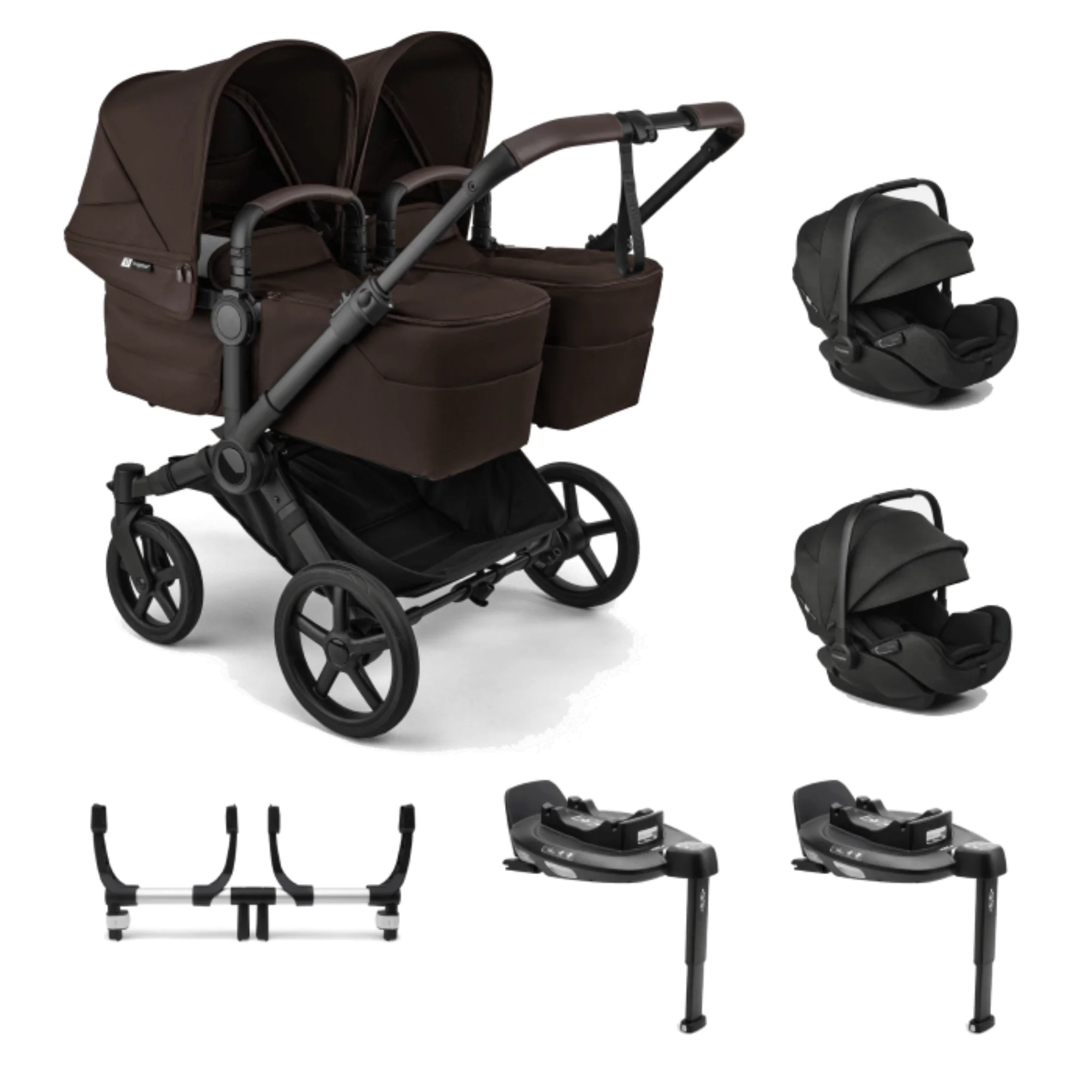 Bugaboo Donkey 6 Twin (Otter by Nuna) Travel System - Cocoa Brown