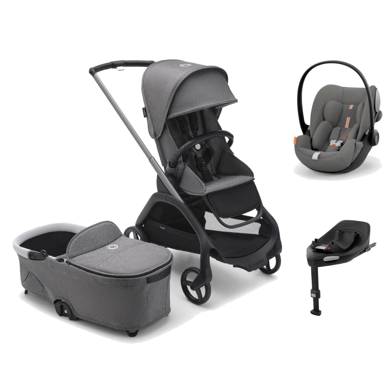 Bugaboo Dragonfly (Cloud G Plus) Travel System - Grey Melange/Lava Grey