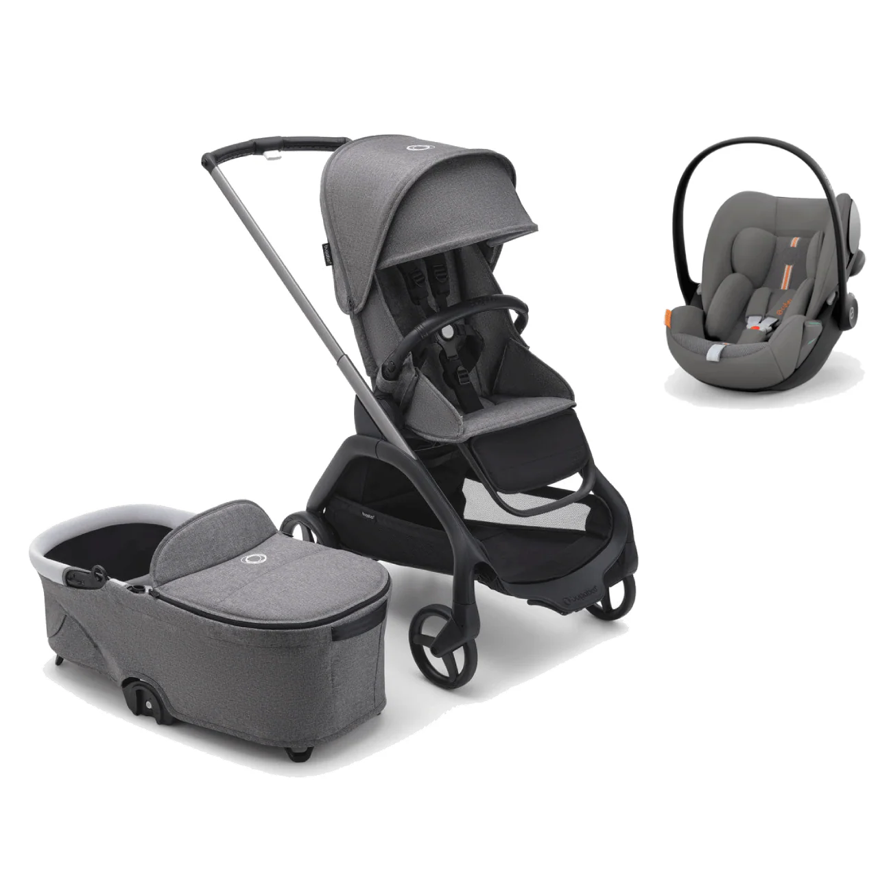 Bugaboo Dragonfly (Cloud G Plus) Travel System - Grey Melange/Lava Grey (No Base)
