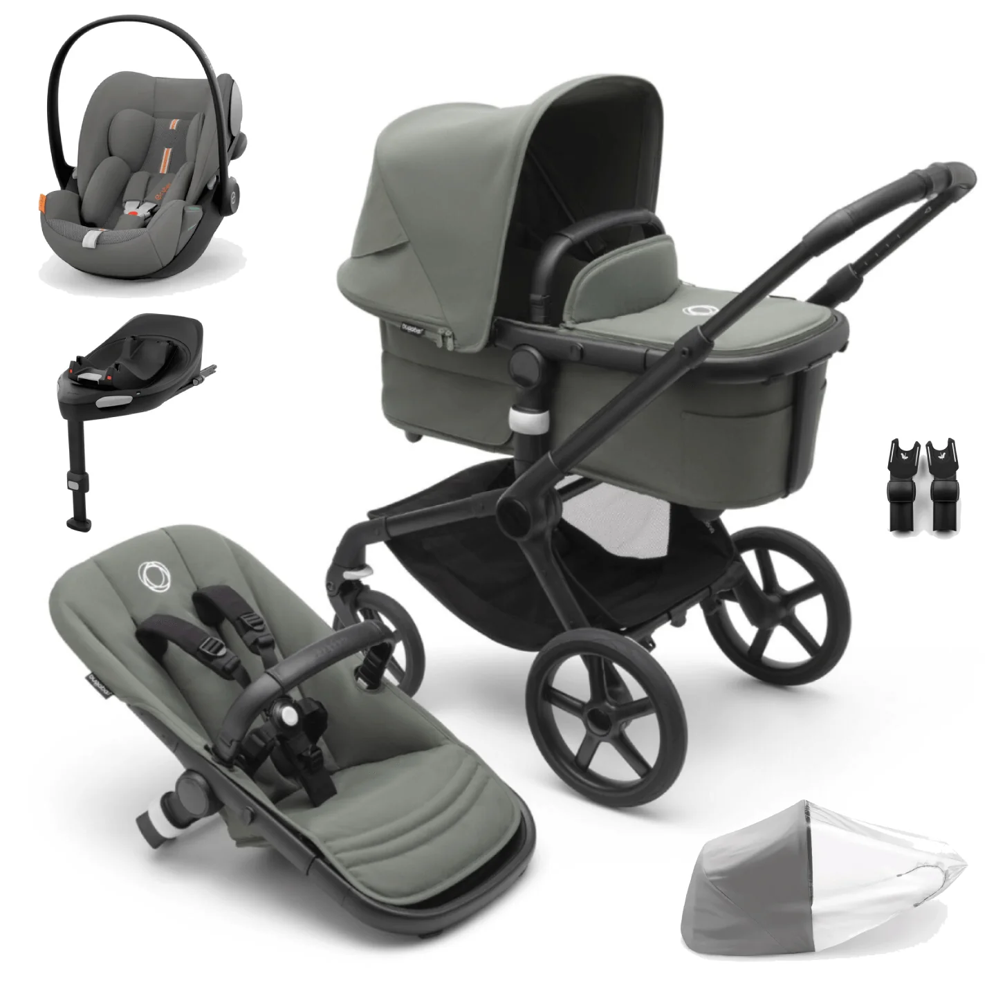 Bugaboo Fox 5 (Cloud G Plus) Travel System - Forest Green/Lava Grey