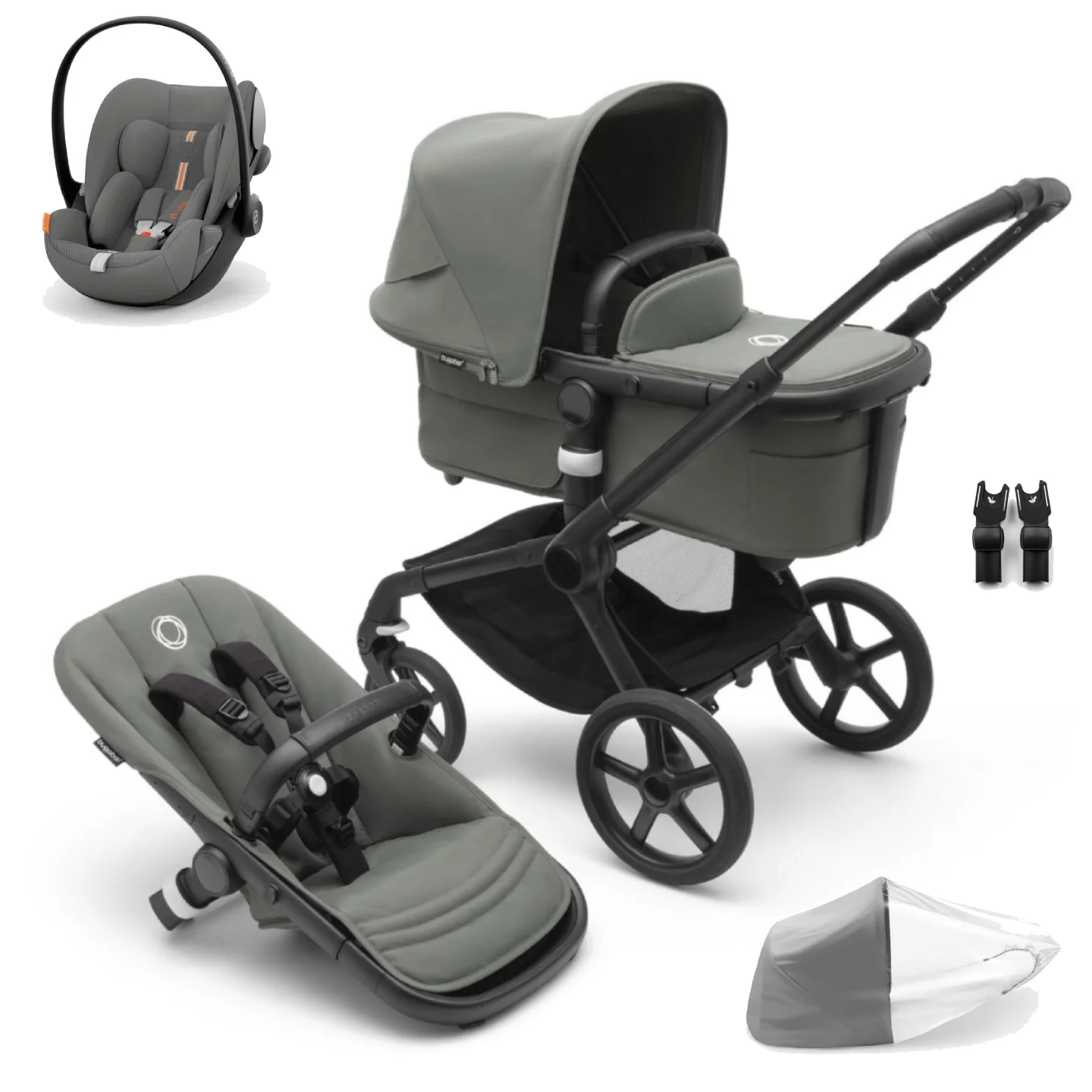 Bugaboo Fox 5 (Cloud G Plus) Travel System - Forest Green/Lava Grey