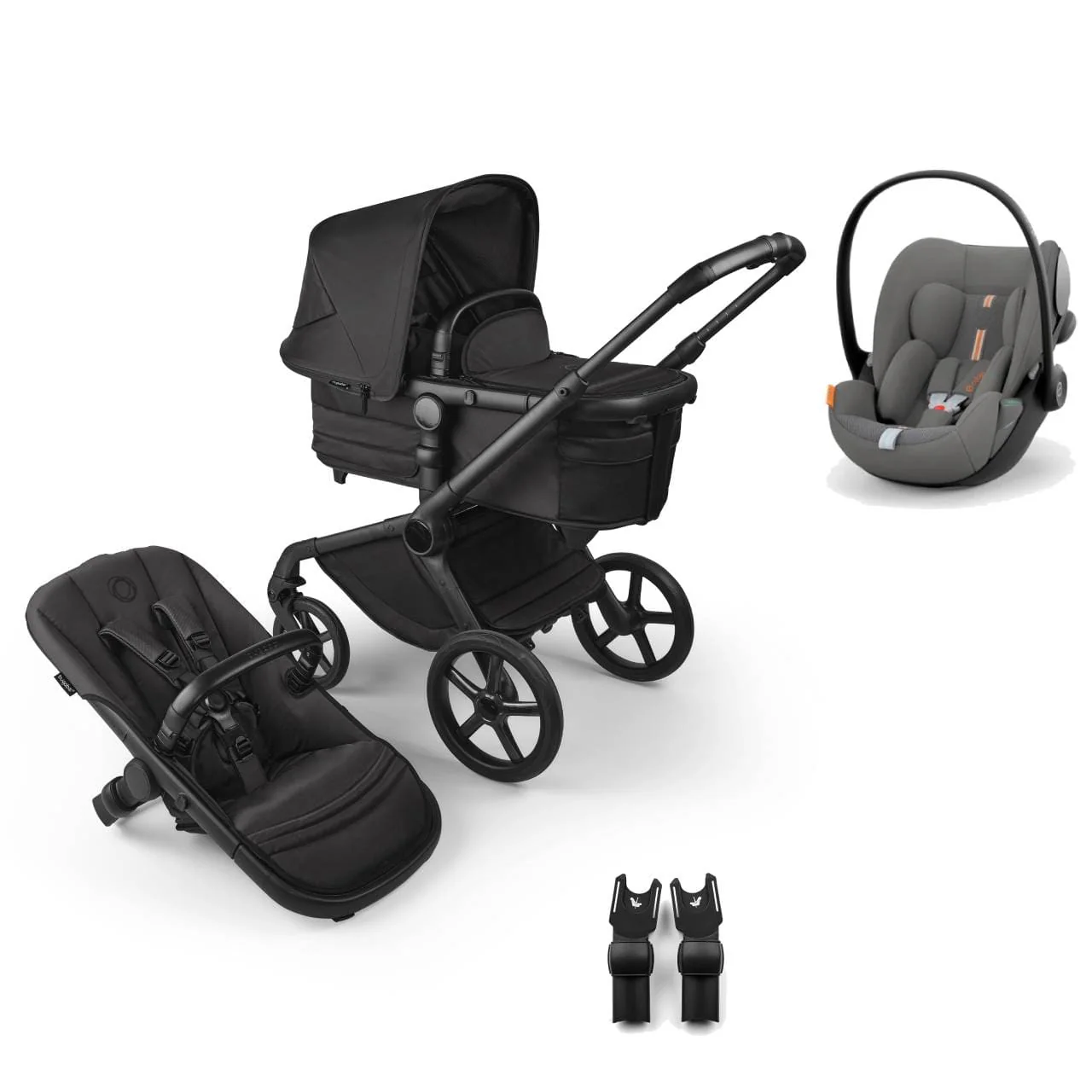 Bugaboo Fox 5 (Cloud G Plus) Travel System, Noir Limited Edition - Black Moonlight/Lava Grey