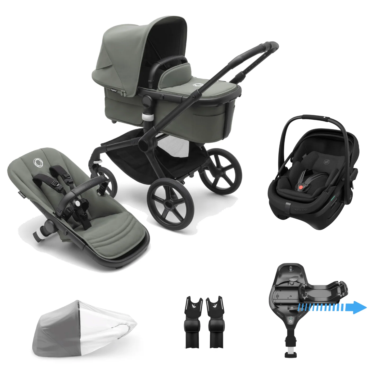 Bugaboo Fox 5 (Coral Slide Pro) Travel System - Forest Green