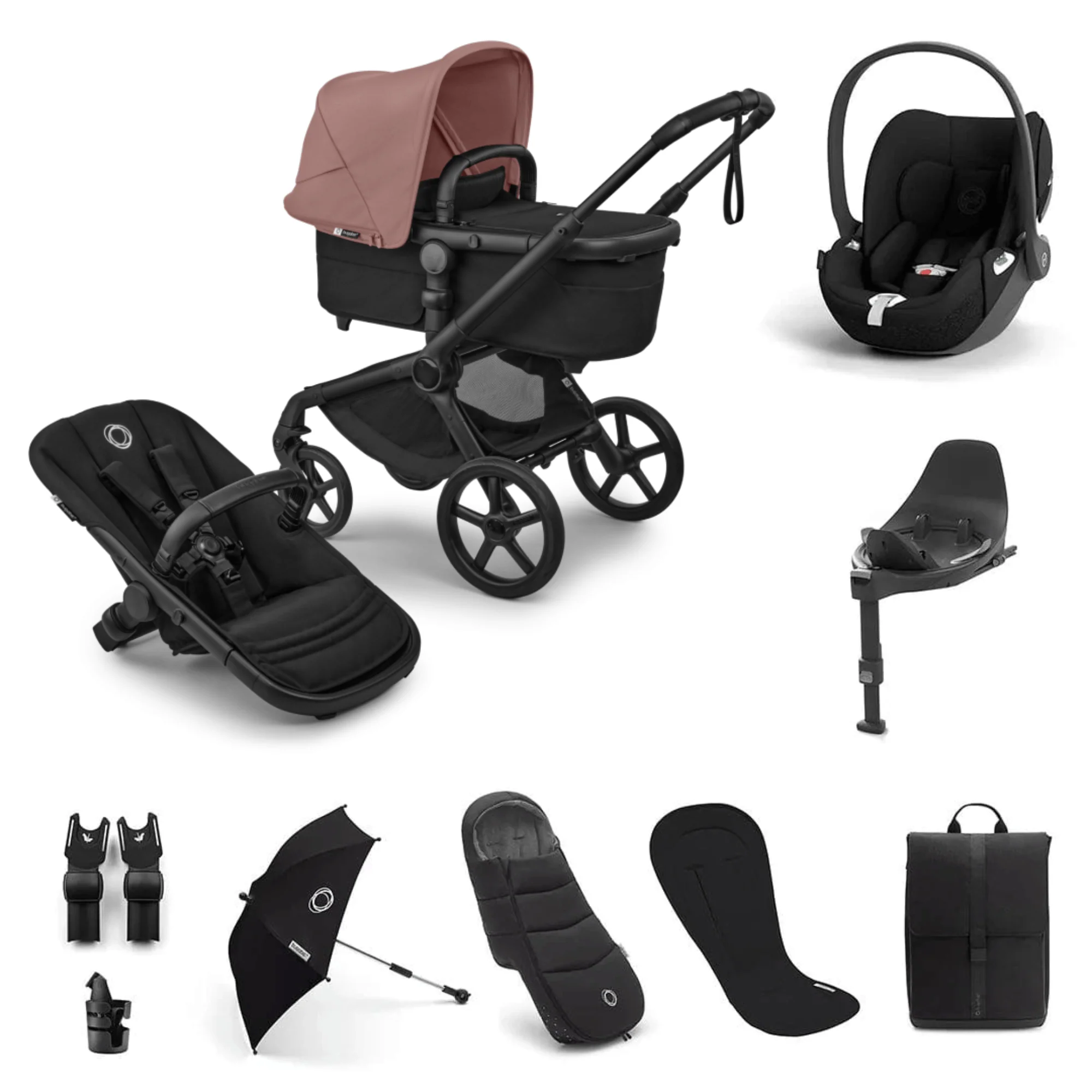 Bugaboo Fox 5 Renew Ultimate (Cloud T) Travel System - Heritage Black/Dusty Pink