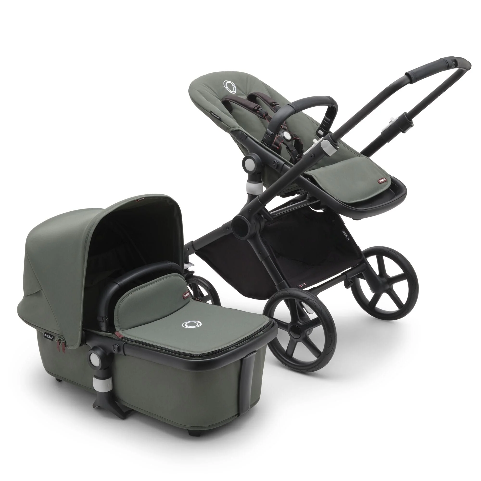 Bugaboo Fox Cub Complete with Raincover - Black/Forest Green - Image 11