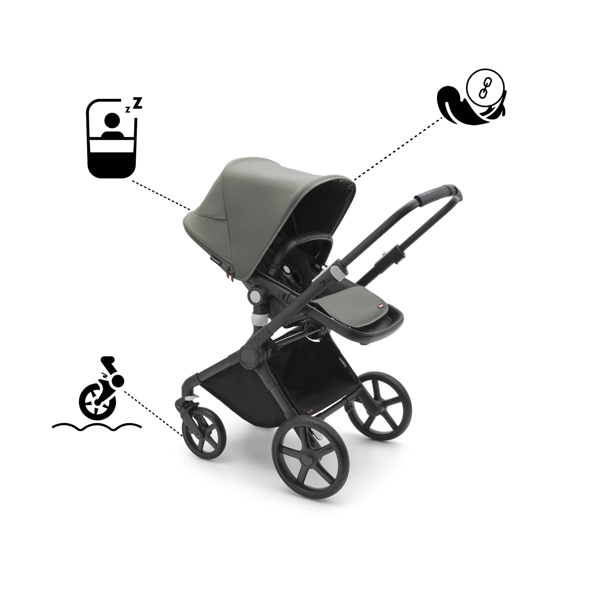 Bugaboo Fox Cub Complete with Raincover - Black/Forest Green - Image 5