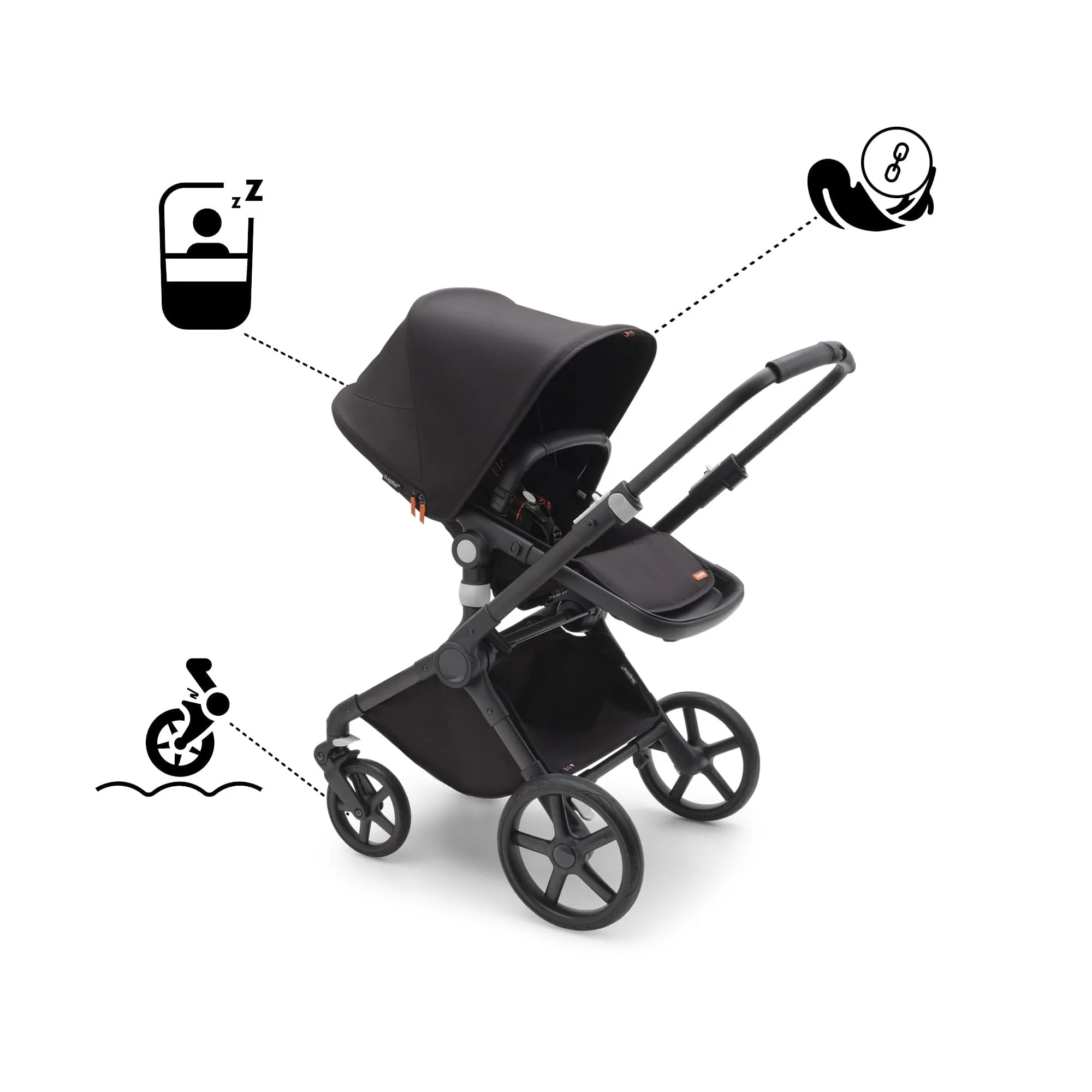Bugaboo Fox Cub Complete with Raincover- Black/Midnight Black - Image 3