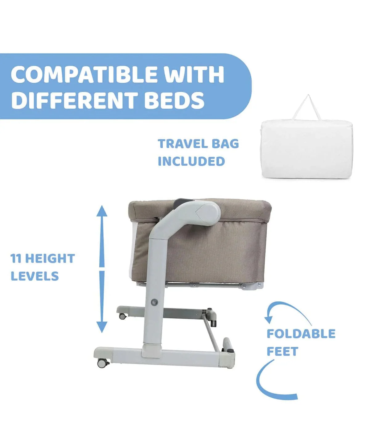 Chicco Next2Me Magic Evo Bedside Crib - Desert Taupe - Image 6