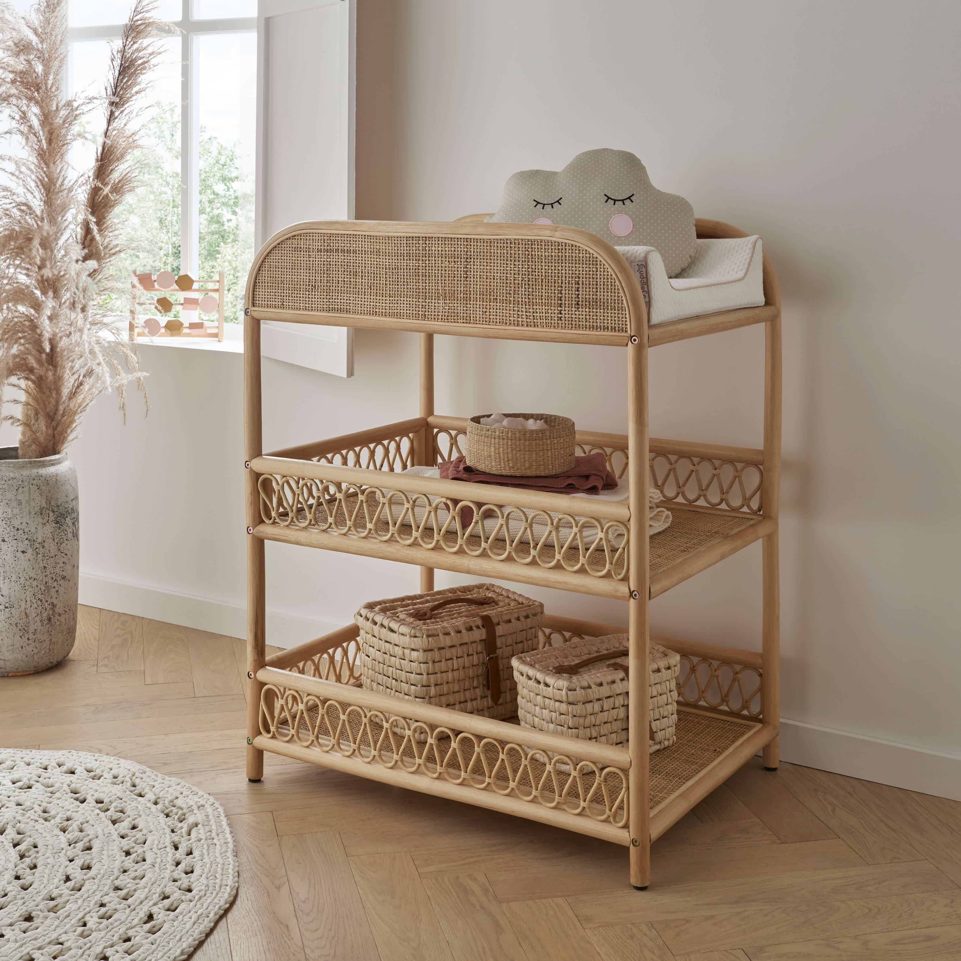 Cuddleco Aria 3pc Set Crib, Changer, Clothes Rail - Rattan - Image 5