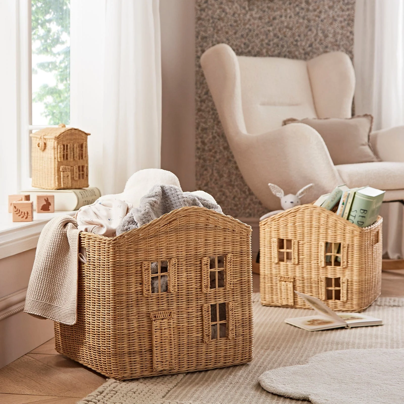 Cuddleco Country Cottage Set 3 Baskets - Rattan