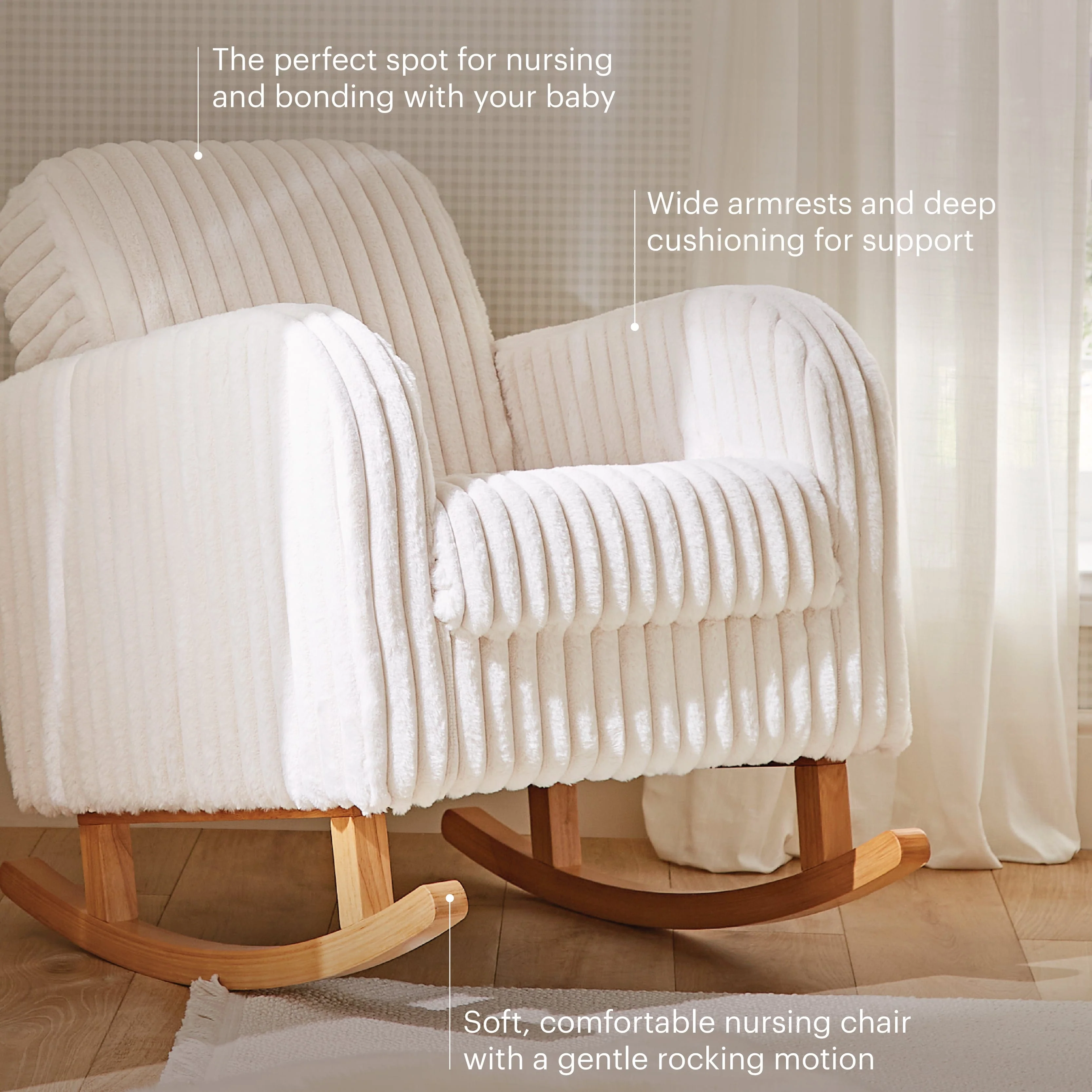 CuddleCo Etta Faux Fur Nursing Chair - Cream - Image 7