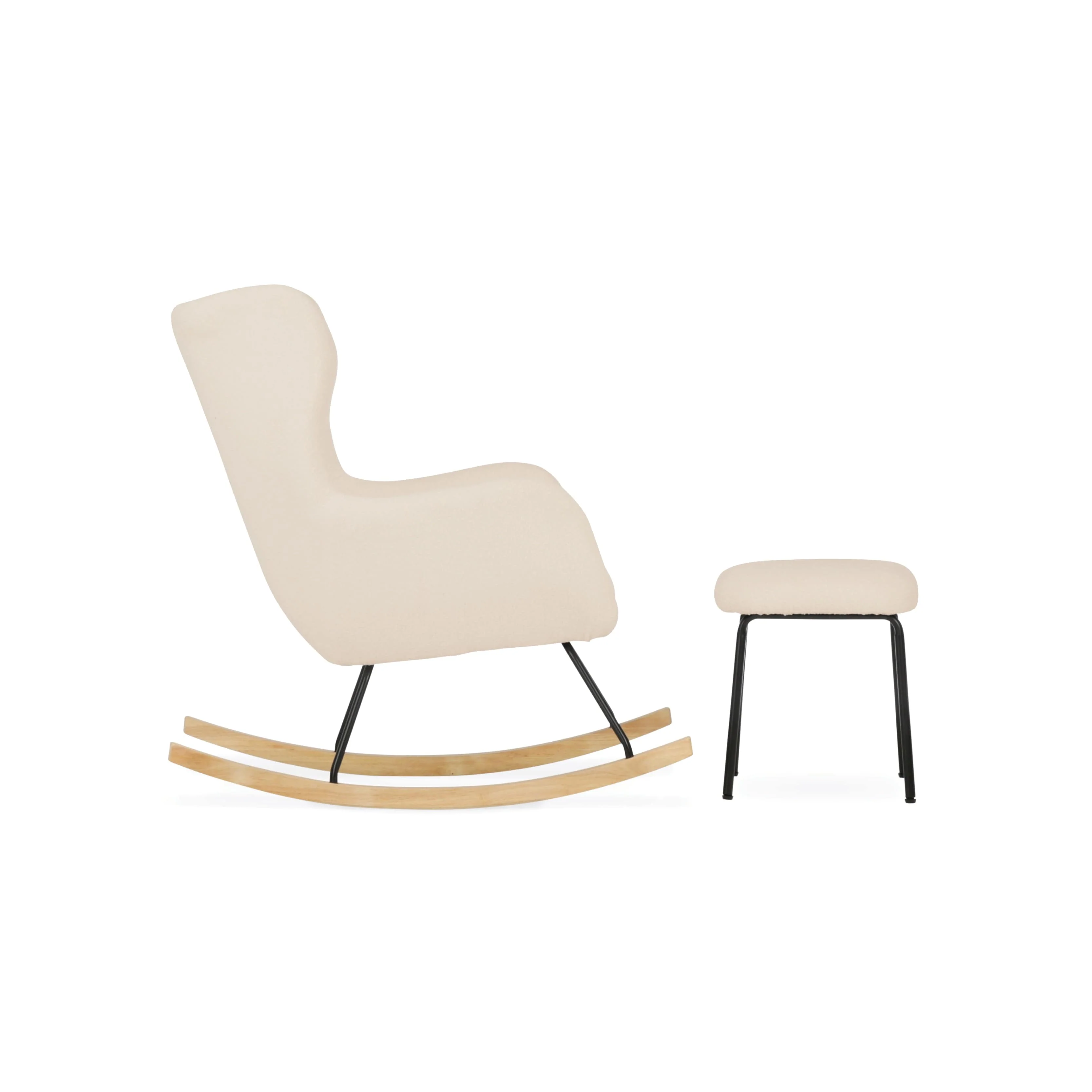 CuddleCo Marley Rocker & Stool - Teddy Light Beige - Image 2