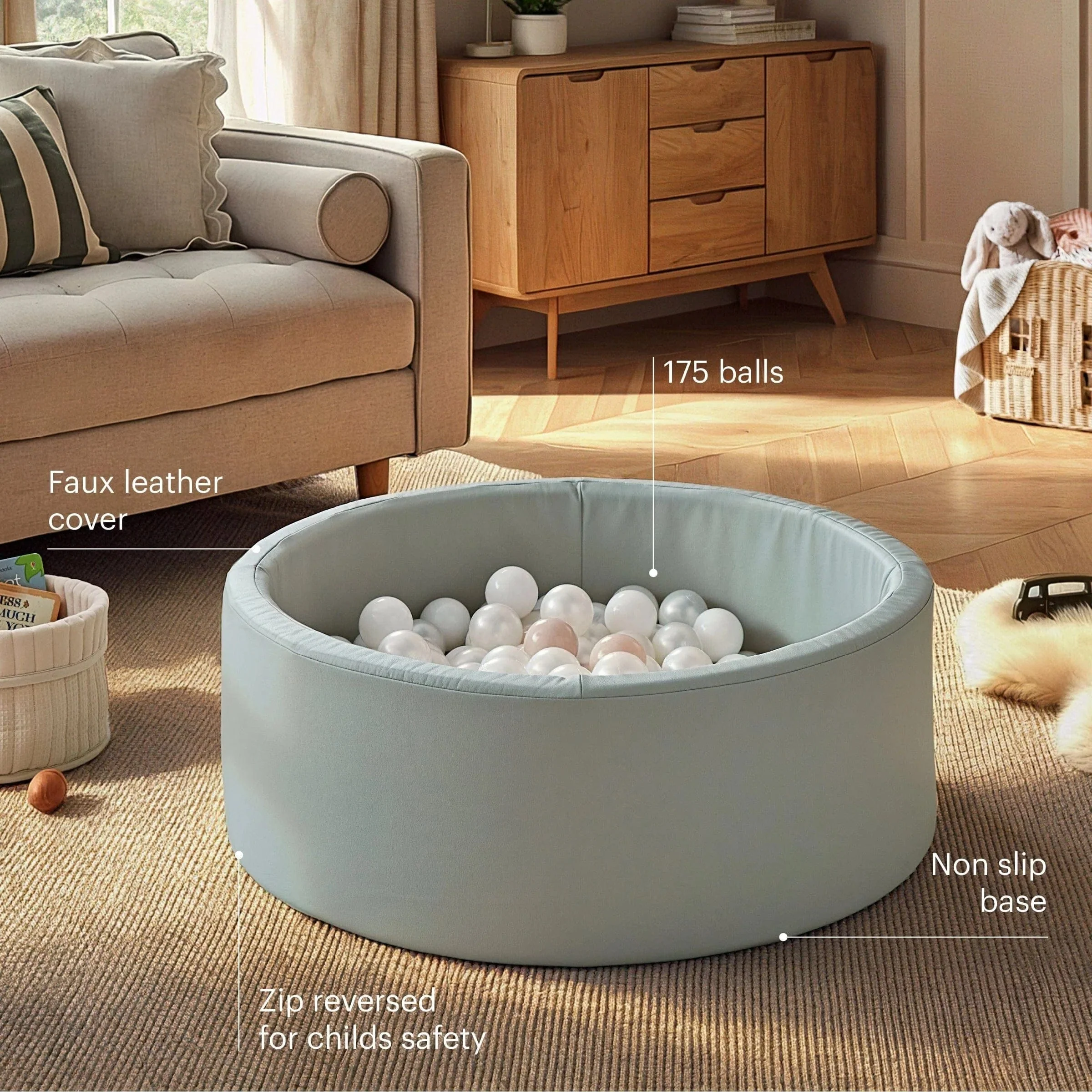 CuddleCo Soft Play Ball Pit with Balls - Sea Salt - Image 4