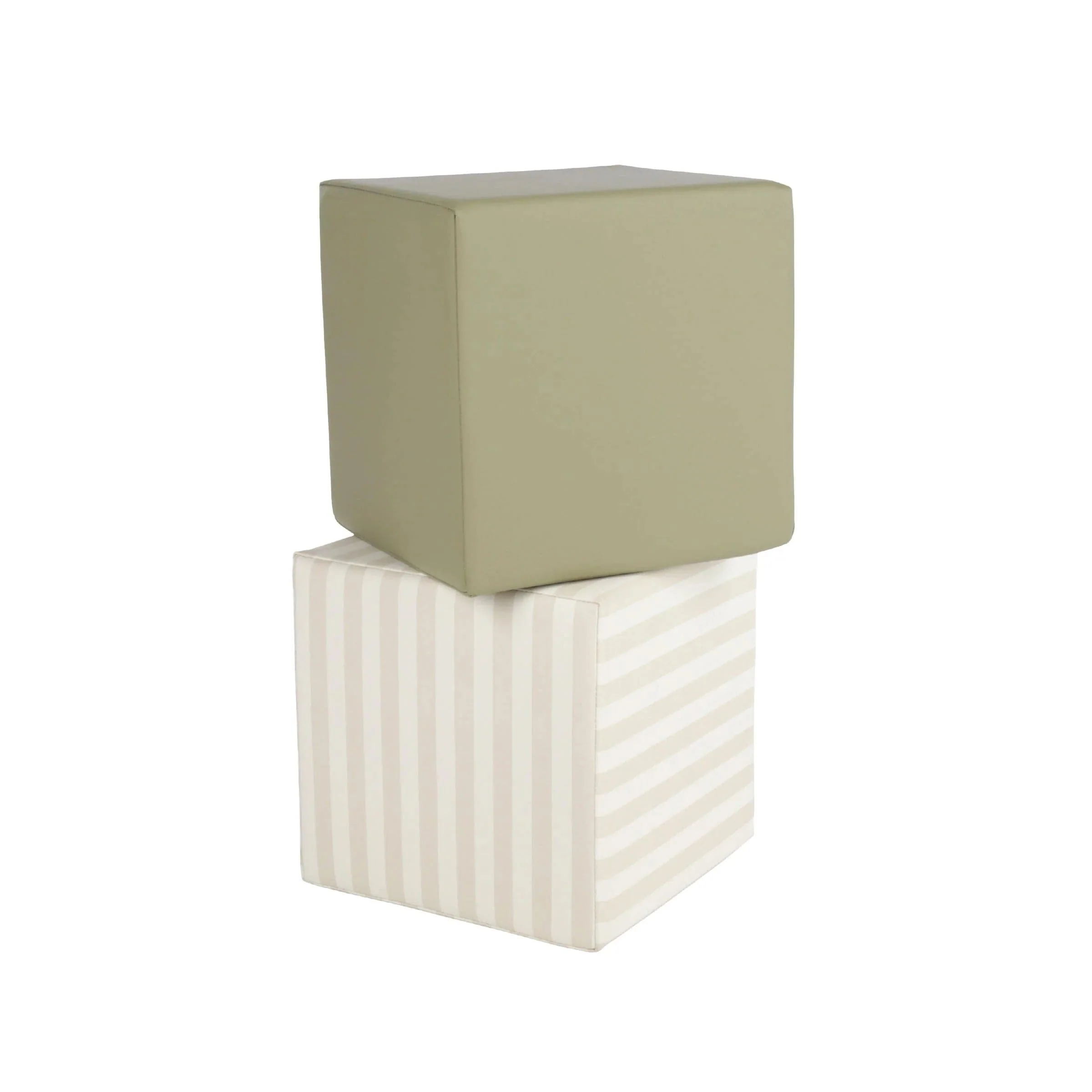 CuddleCo Soft Play Cubes 2 Piece - Cookie Stripe & Olive - Image 2