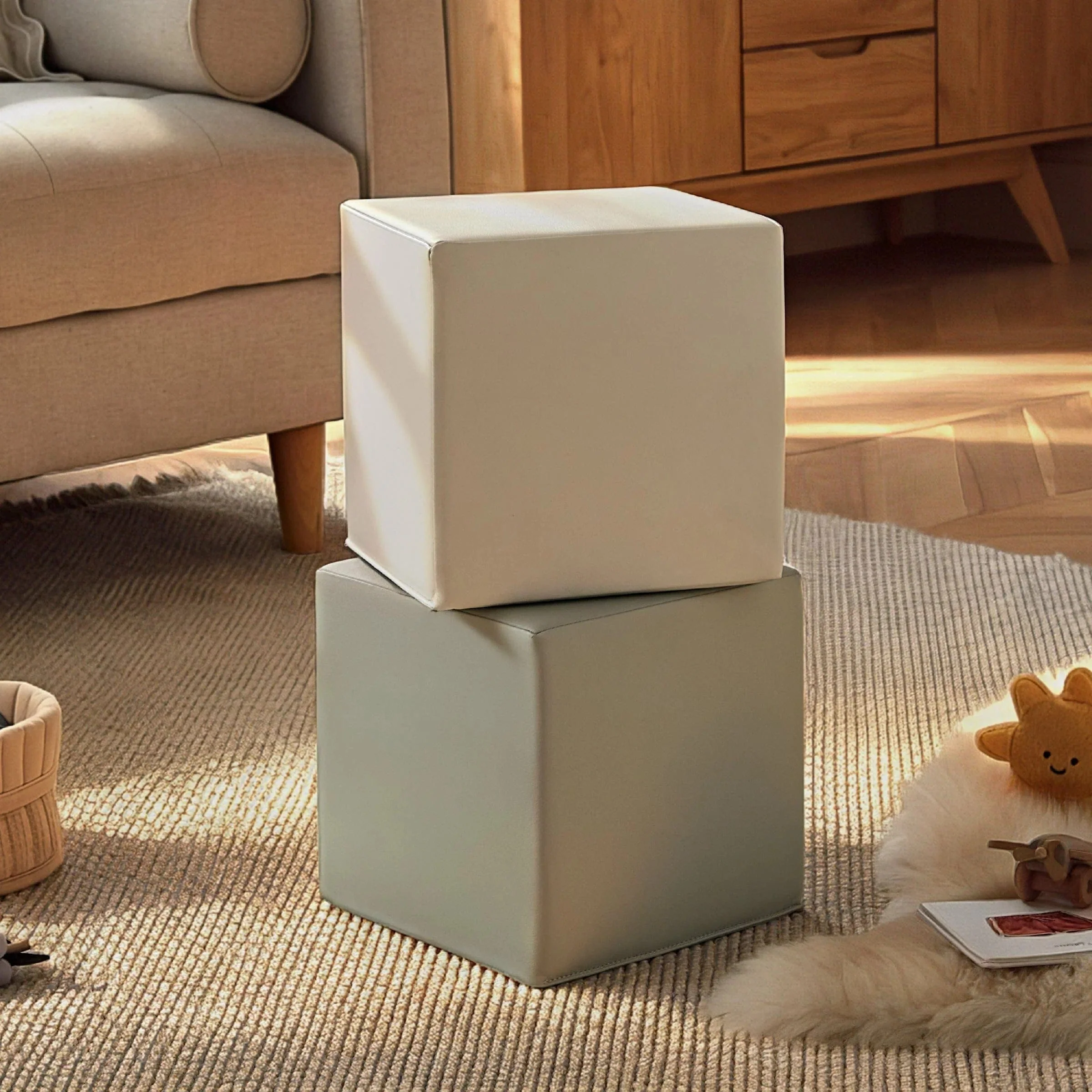 CuddleCo Soft Play Cubes 2 Piece - Sea Salt & Pebble - Image 2