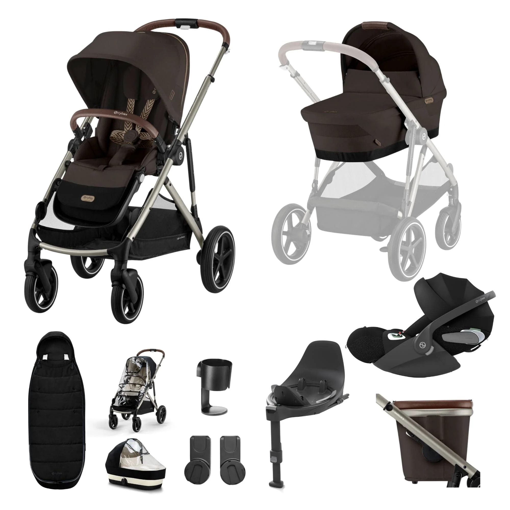 Cybex Gazelle S (Cloud T) Travel System - Taupe / Chocolate Brown
