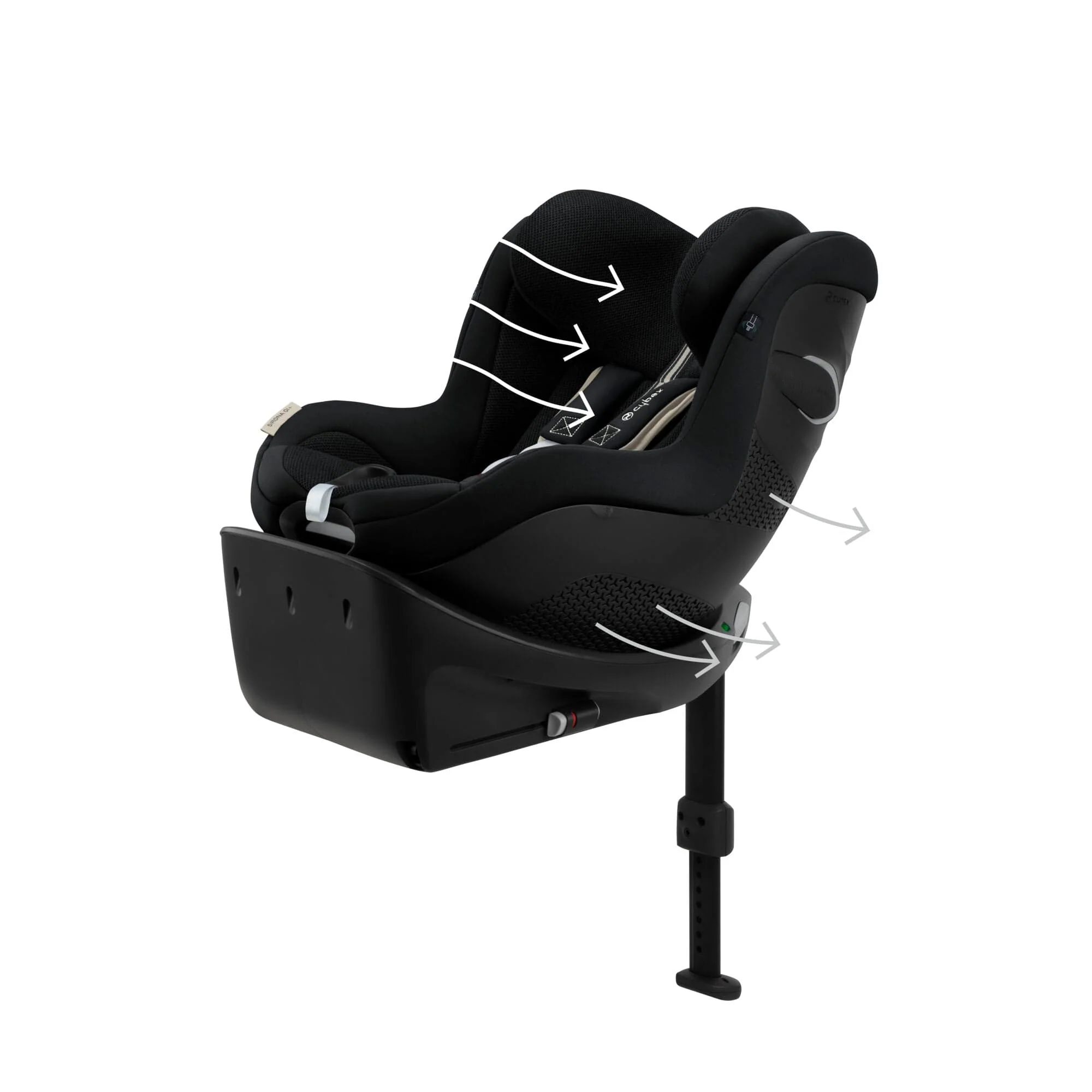 Cybex Sirona Gi i-Size PLUS 360° Rotating ISOFIX Toddler Car Seat - Moon Black - Image 6