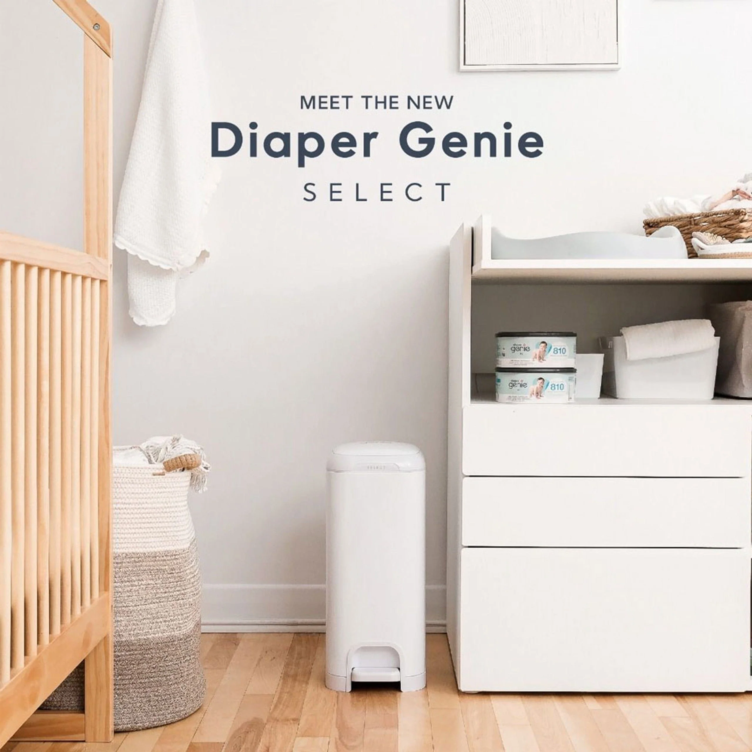 Diaper Genie Select Nappy Bin (Inc. 1 Jumbo Refill) - Lily White - Image 2