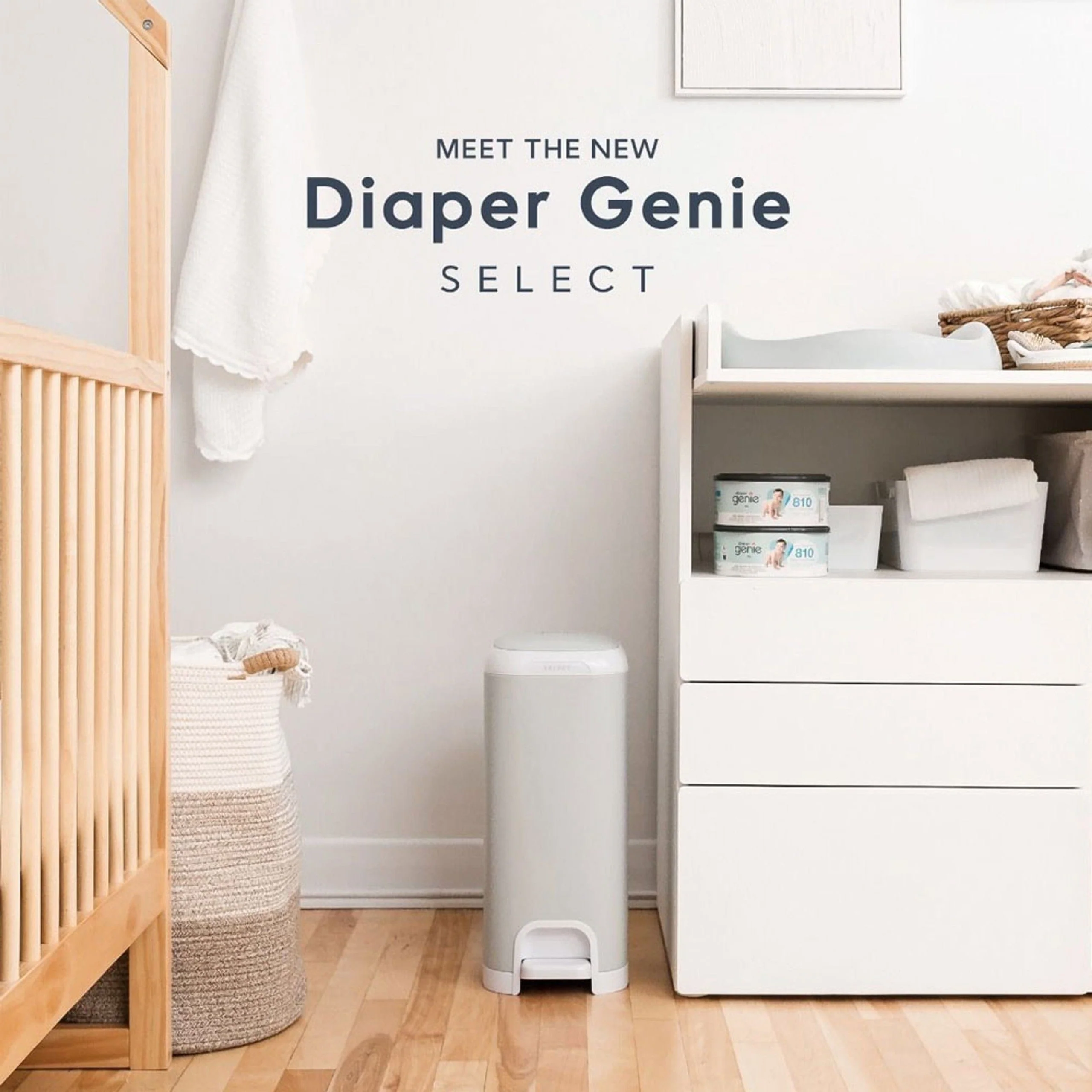 Diaper Genie Select Nappy Bin (Inc. 1 Jumbo Refill) - Stone Grey - Image 2
