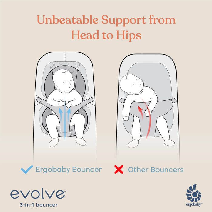 Ergobaby Evolve Bouncer with Toy Bar - Cream - Image 3