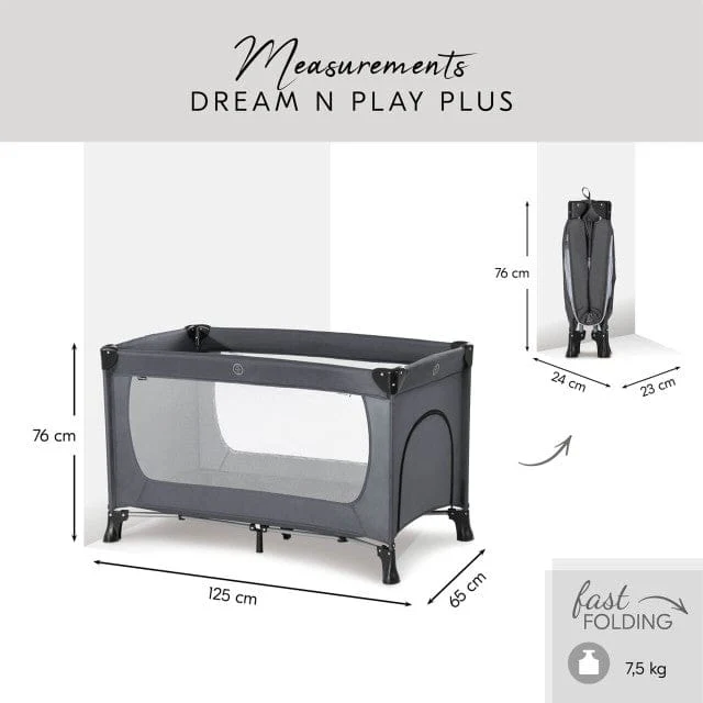 Hauck Dream N Play Plus Travel Cot - Grey - Image 7
