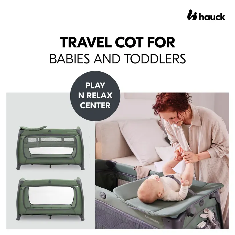Hauck Play N Relax Center Travel Cot - Dark Green - Image 2