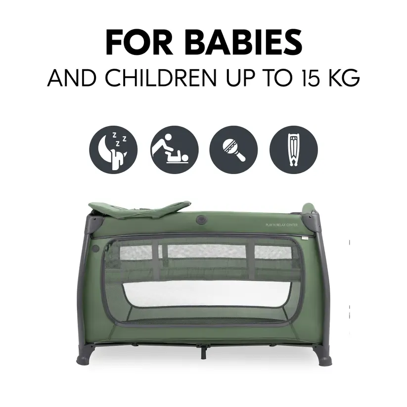 Hauck Play N Relax Center Travel Cot - Dark Green - Image 3