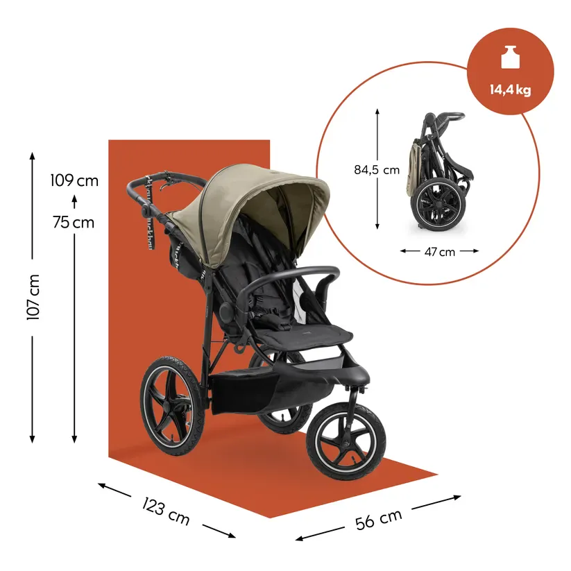 Hauck Runner 3 Pushchair - Olive - Image 17