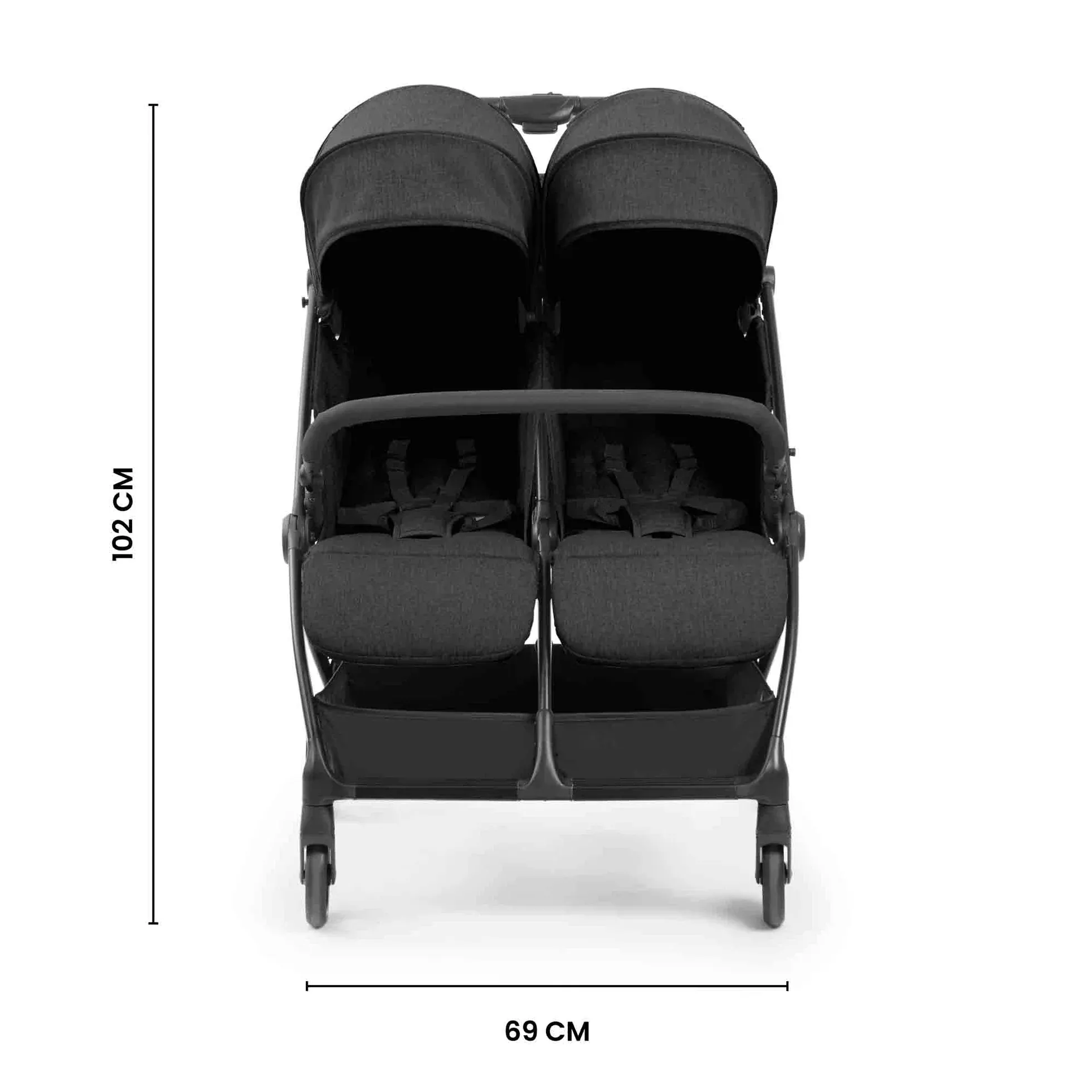 Ickle Bubba Aries Double Max Autofold Stroller - Graphite Grey - Image 13