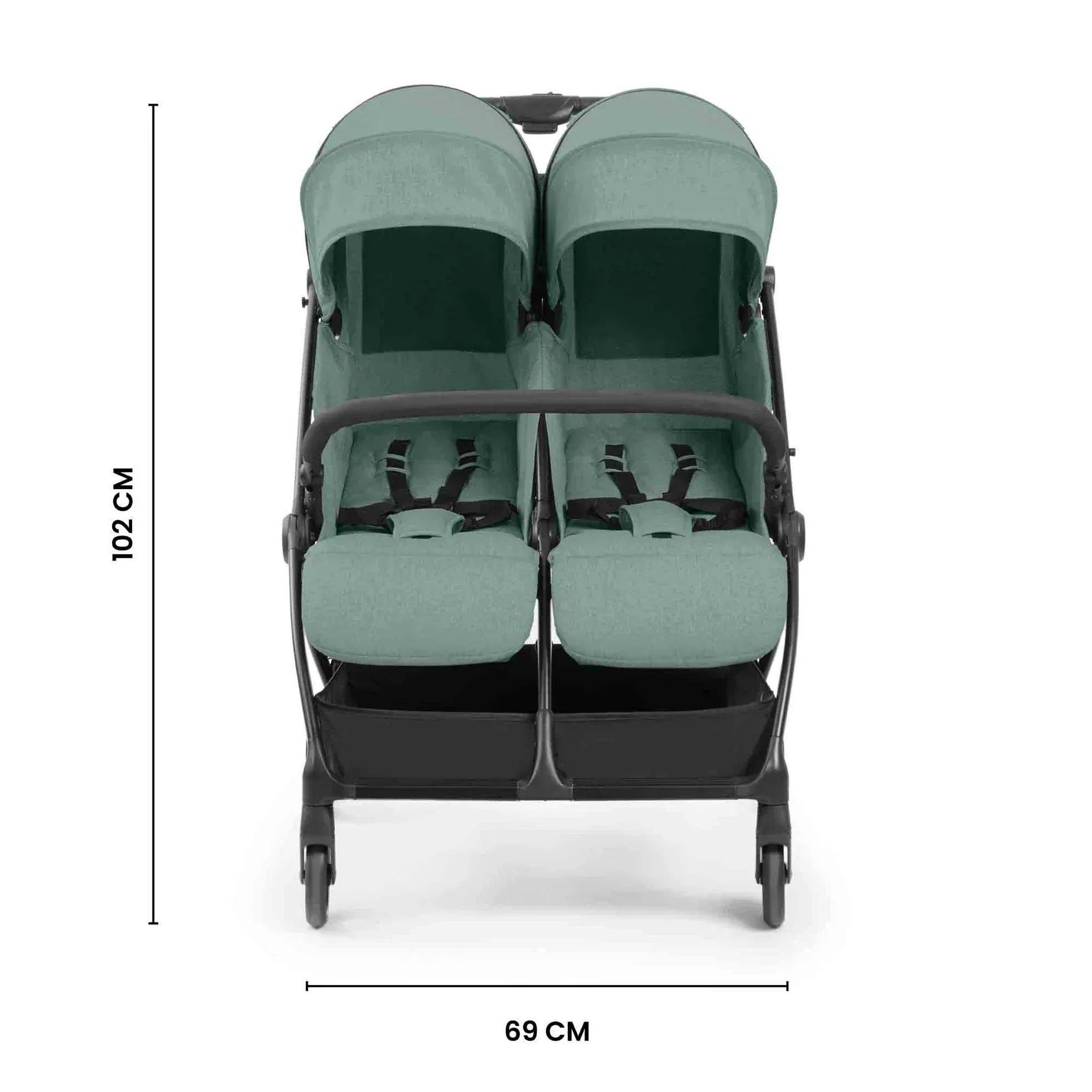 Ickle Bubba Aries Double Max Autofold Stroller - Sage Green - Image 13