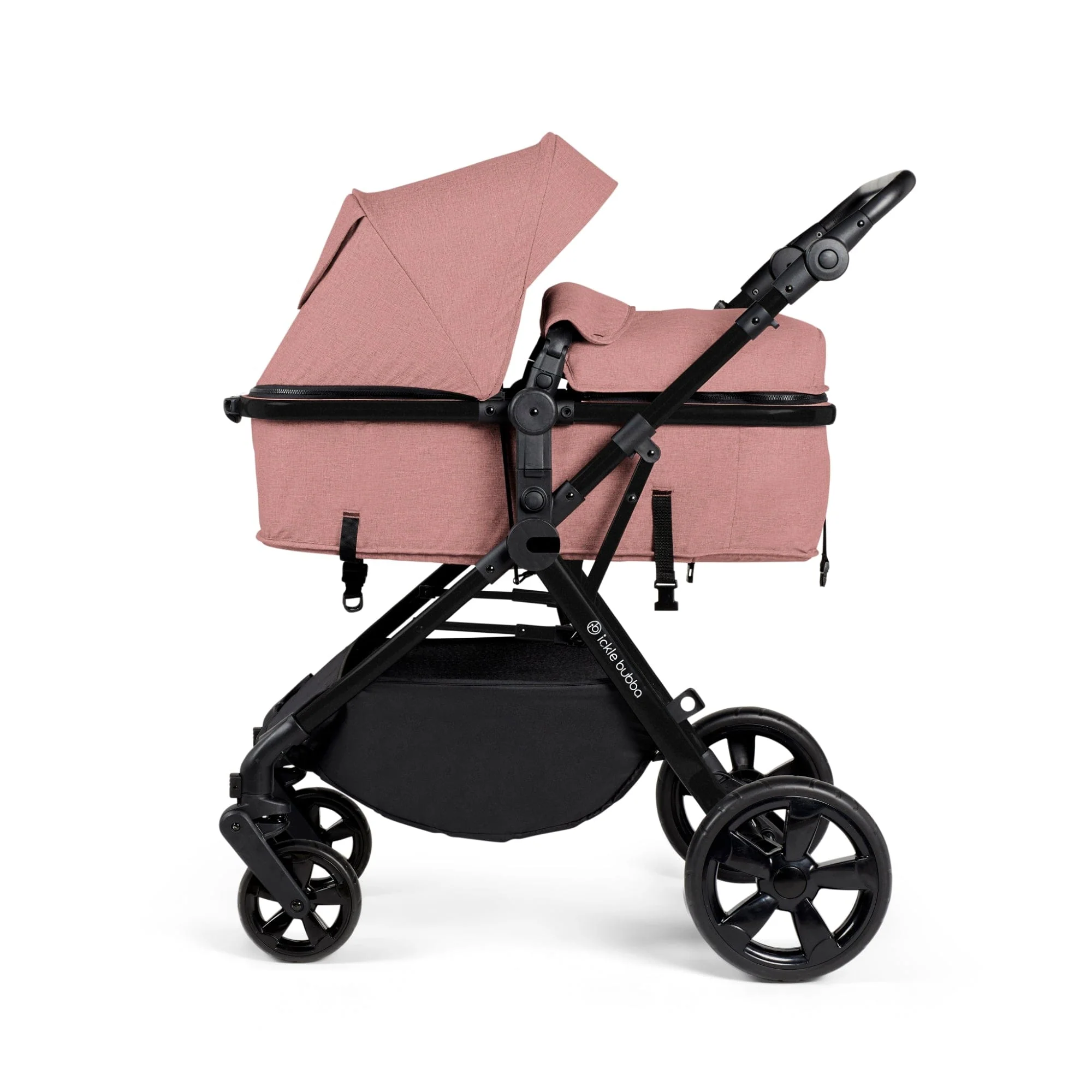 Ickle Bubba Comet 2 in 1 Plus Pushchair - Black / Dusky Pink - Image 2