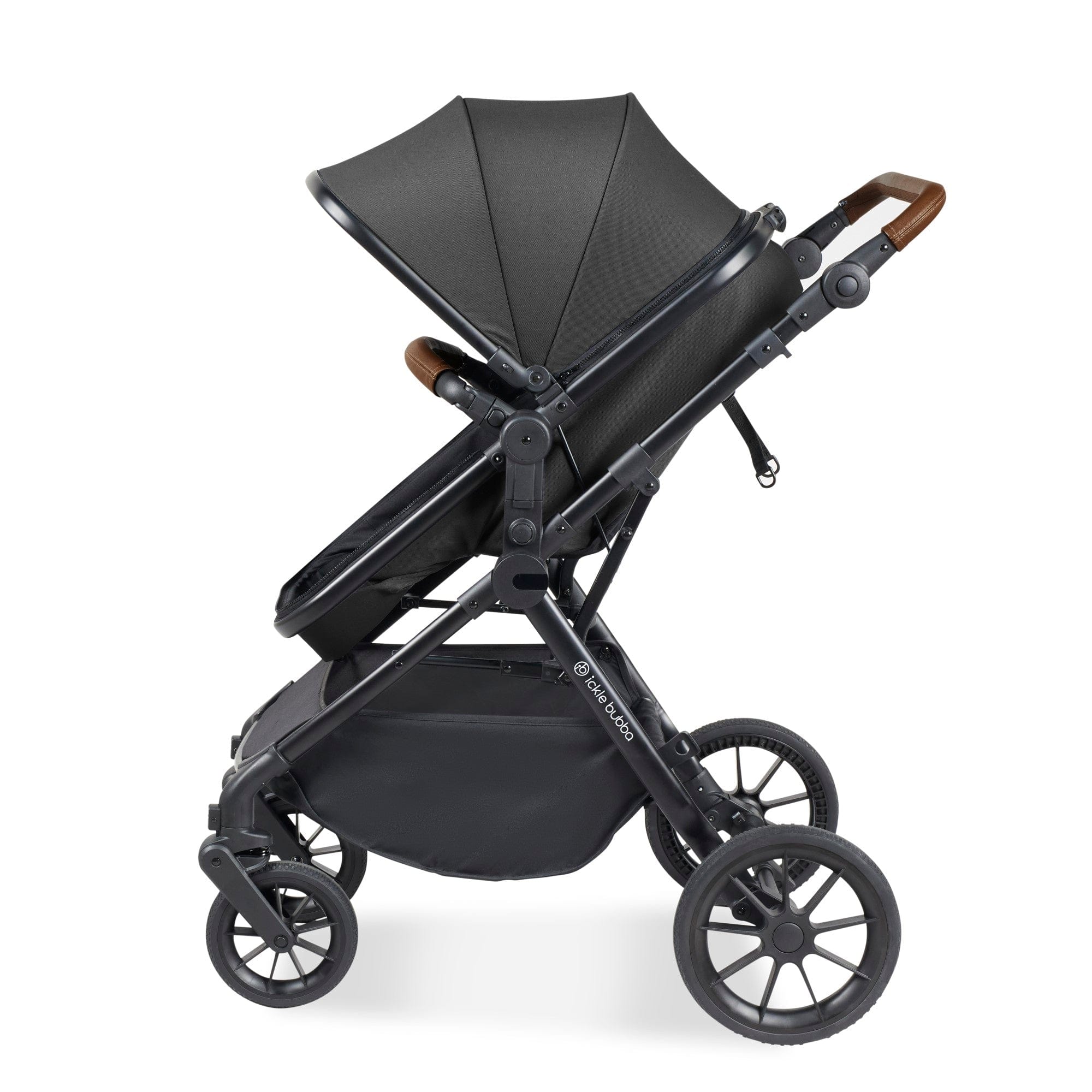 Ickle Bubba Cosmo 6 Piece Pram - Black / Graphite Grey / Tan - Image 6